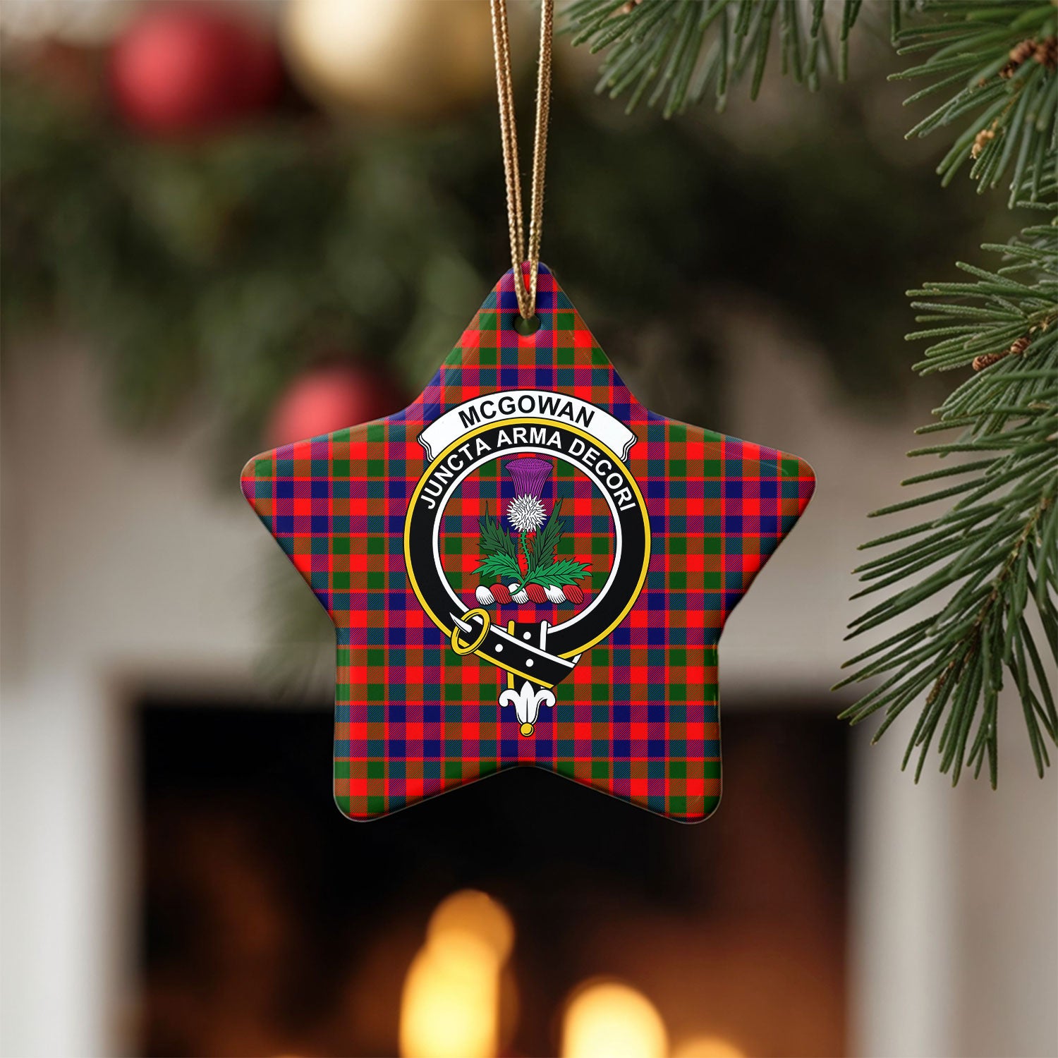 McGowan Tartan Crest Christmas Ceramic Ornament