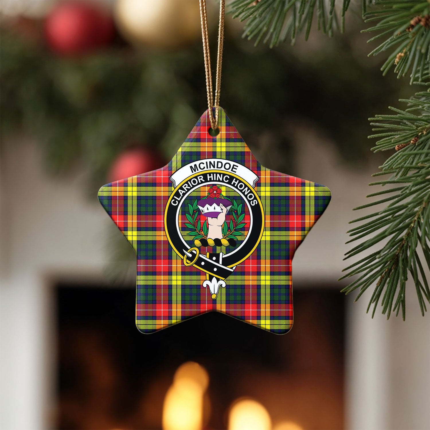 McIndoe Tartan Crest Christmas Ceramic Ornament