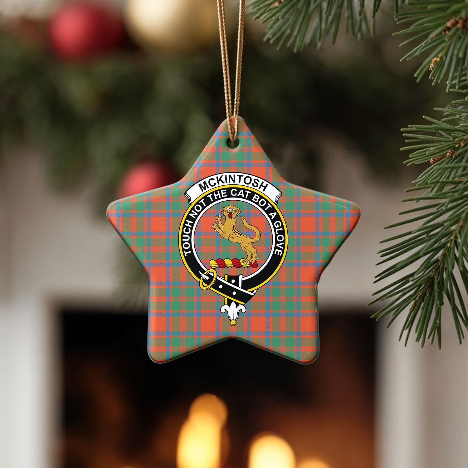 McKintosh Ancient Tartan Crest Christmas Ceramic Ornament