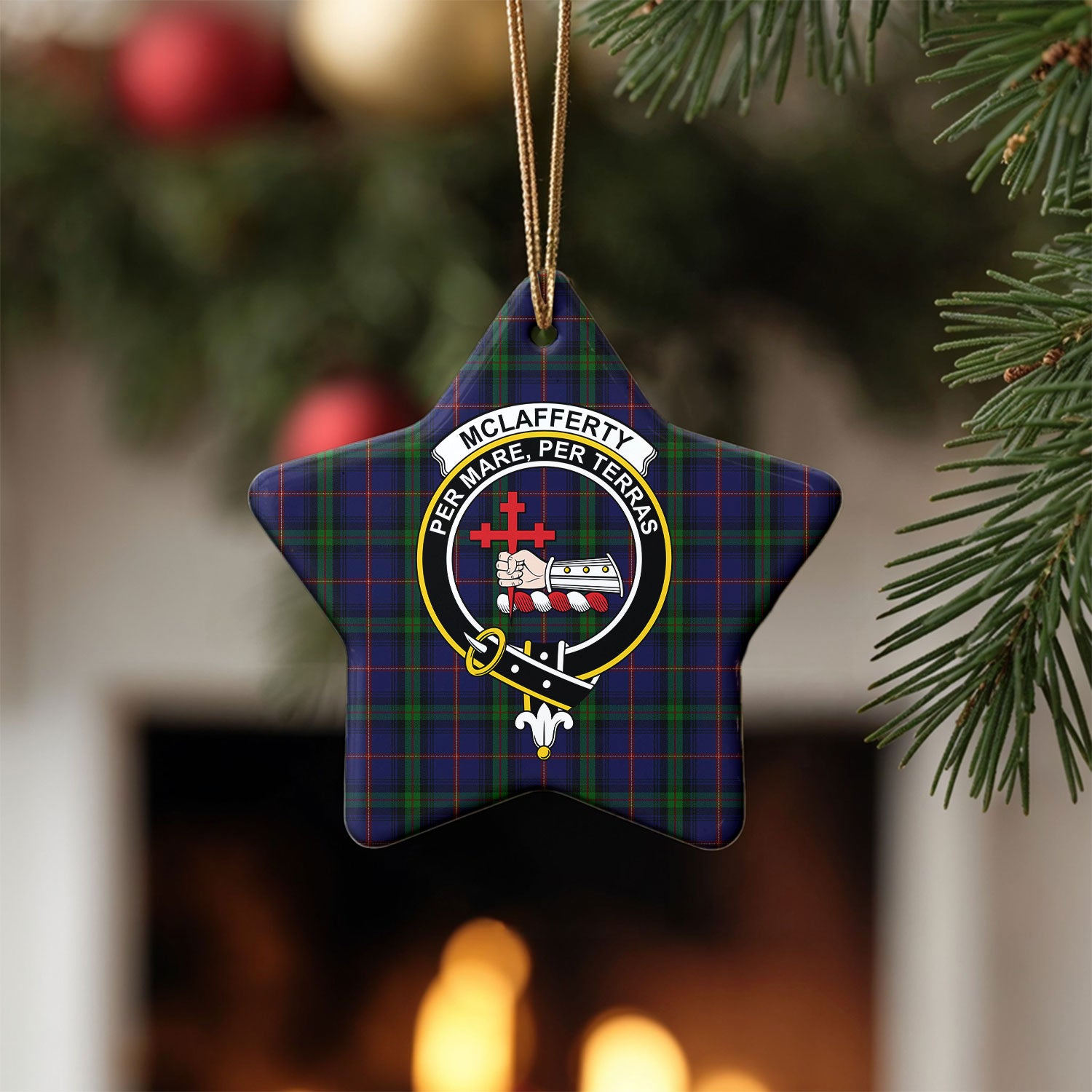 McLafferty Tartan Crest Christmas Ceramic Ornament