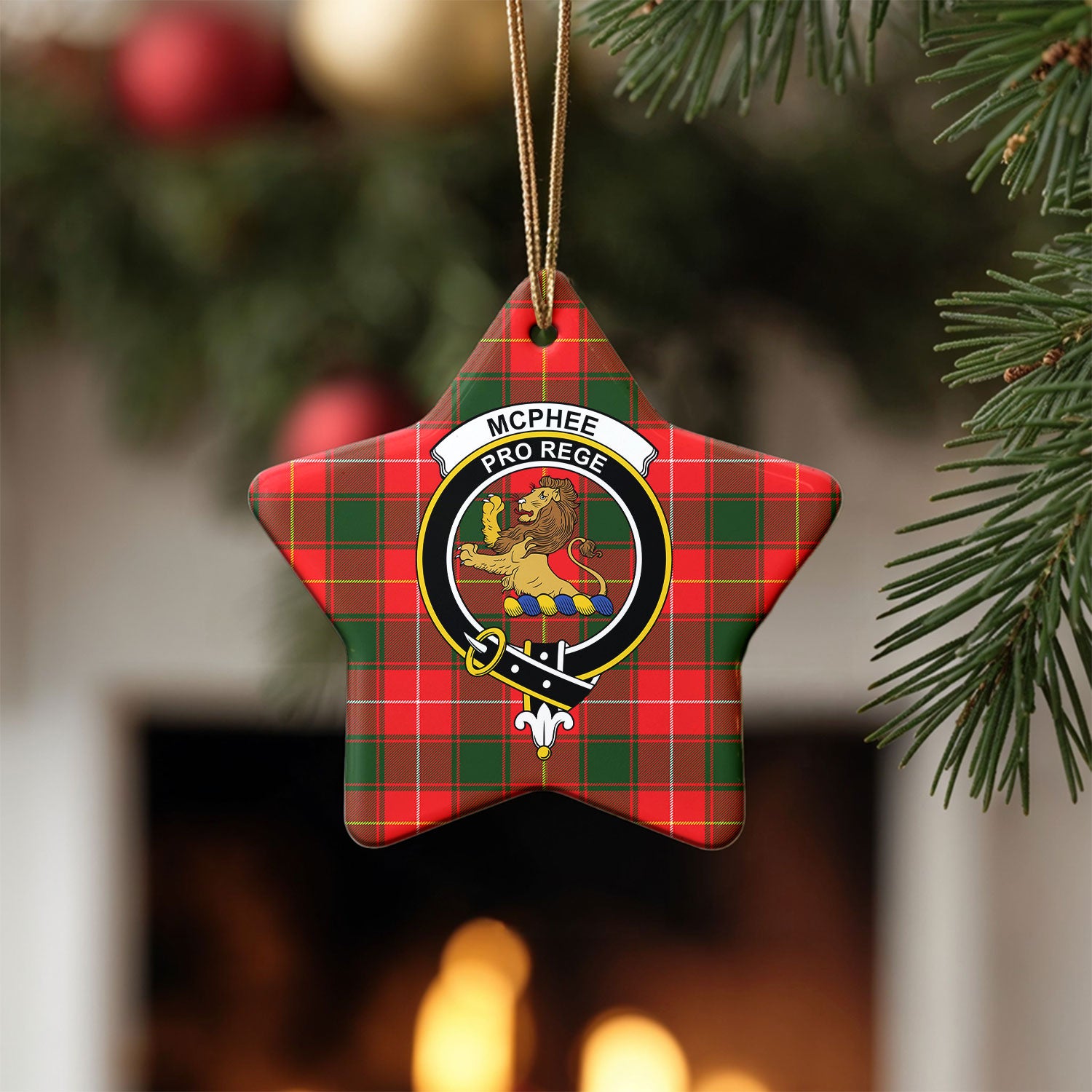 McPhee Tartan Crest Christmas Ceramic Ornament