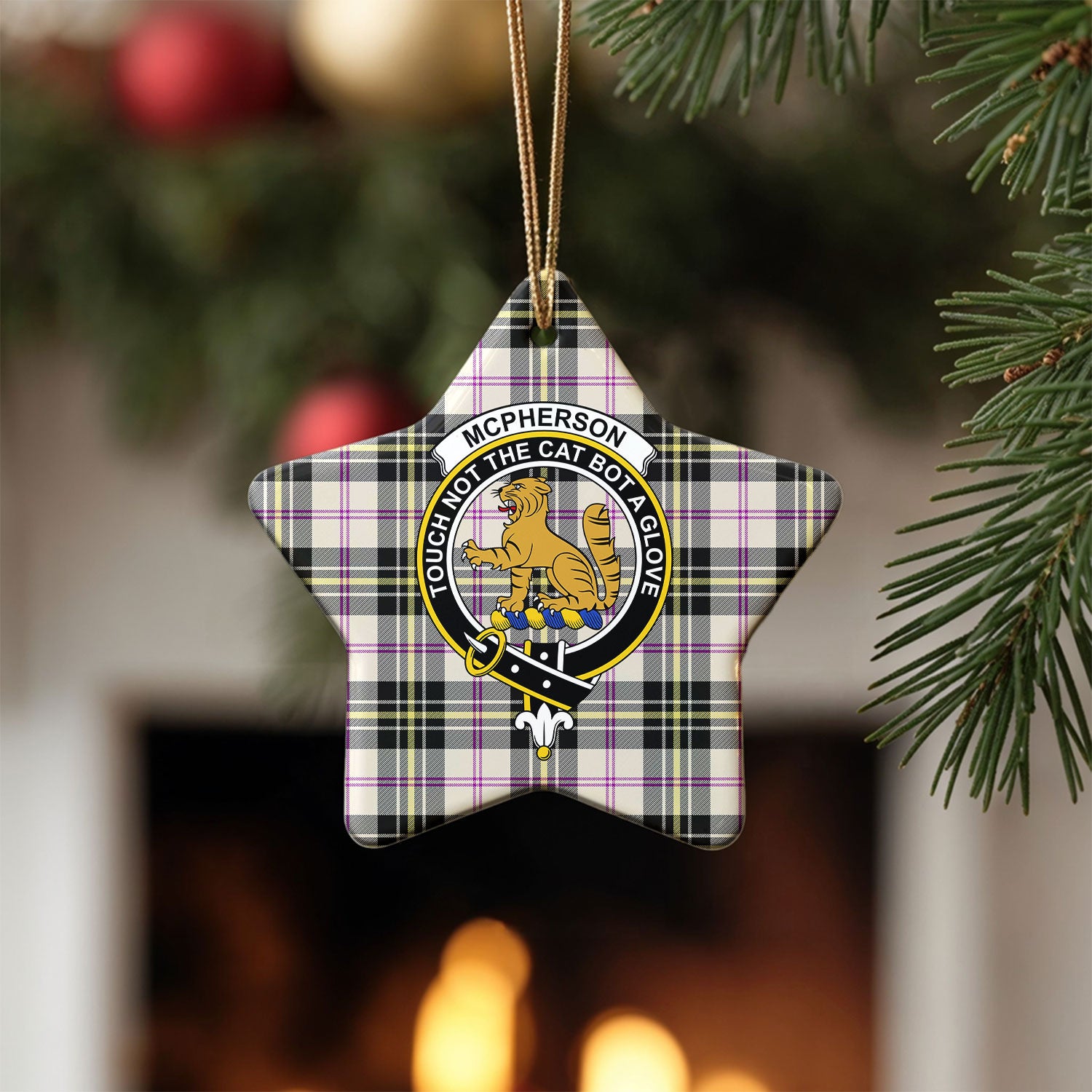 McPherson Dress Ancient Tartan Crest Christmas Ceramic Ornament