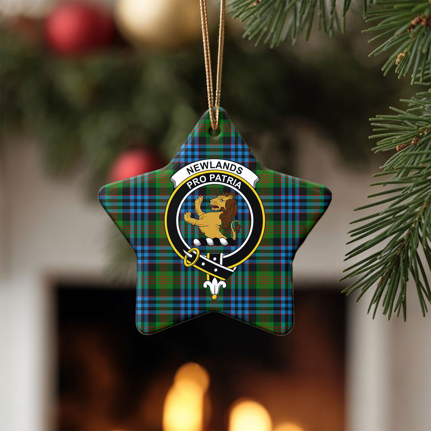Newlands Tartan Crest Christmas Ceramic Ornament