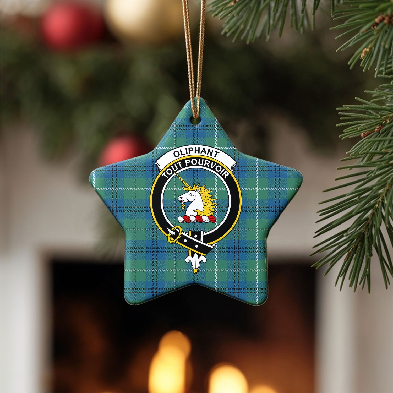 Oliphant Ancient Tartan Crest Christmas Ceramic Ornament