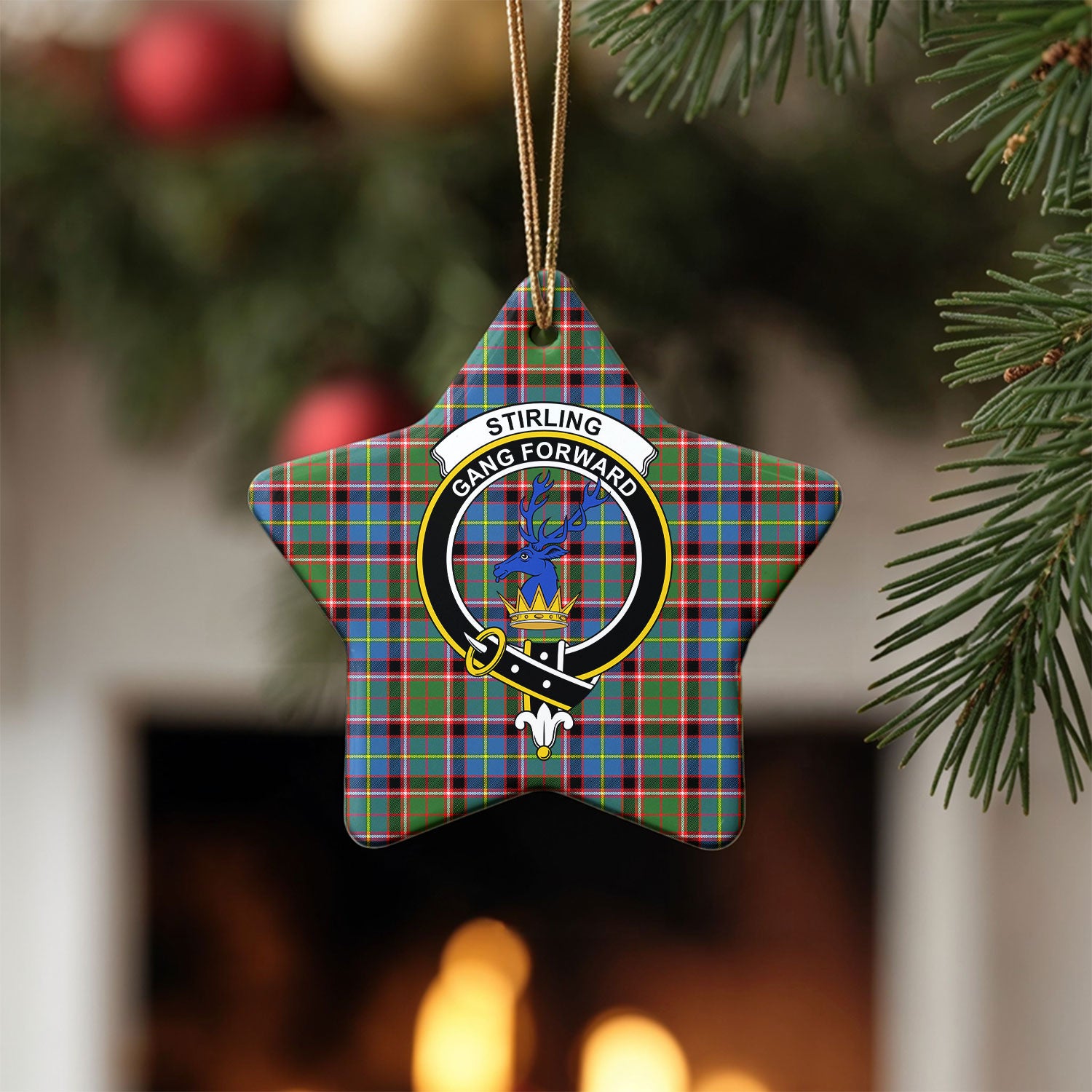 Stirling (of Cadder-Present Chief) Tartan Crest Christmas Ceramic Ornament