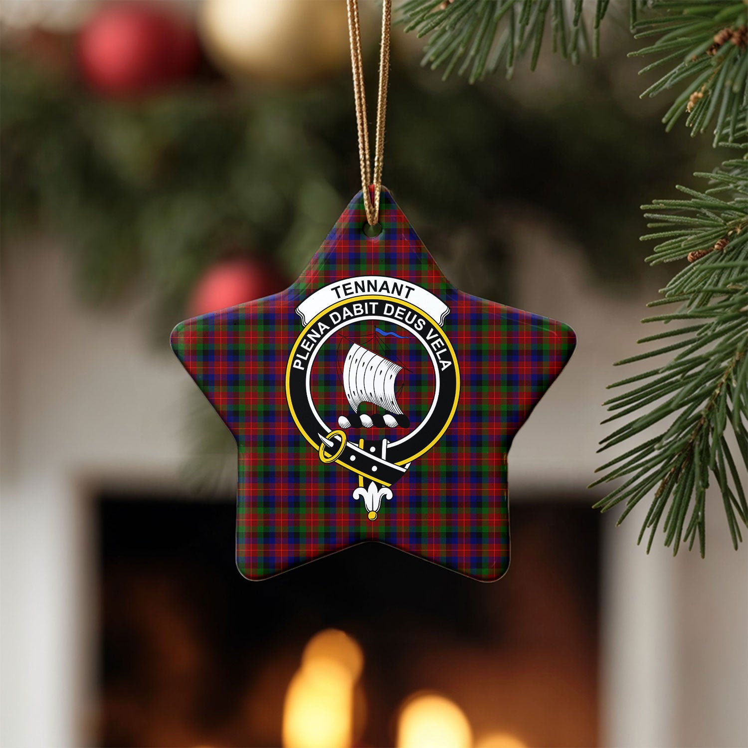 Tennant Tartan Crest Christmas Ceramic Ornament