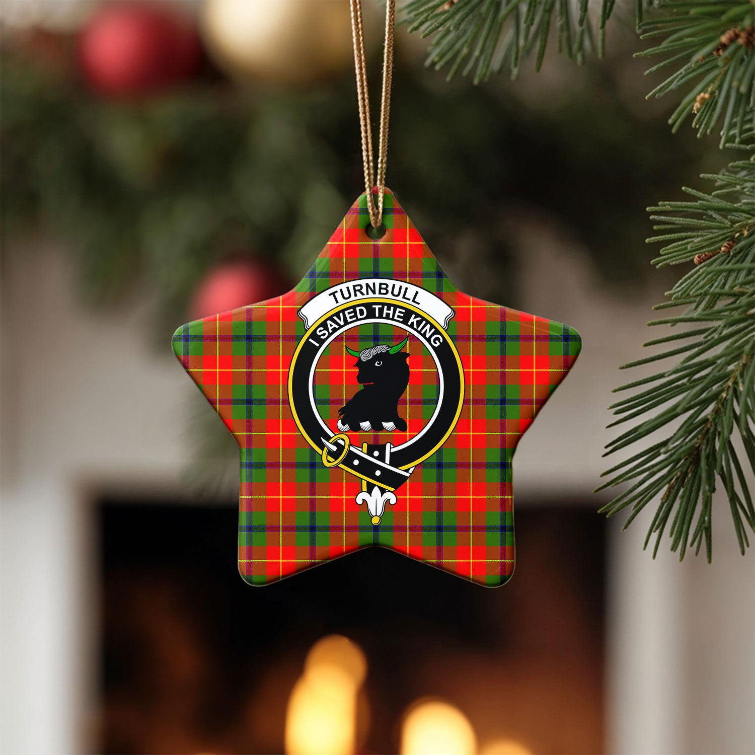Turnbull Dress Tartan Crest Christmas Ceramic Ornament