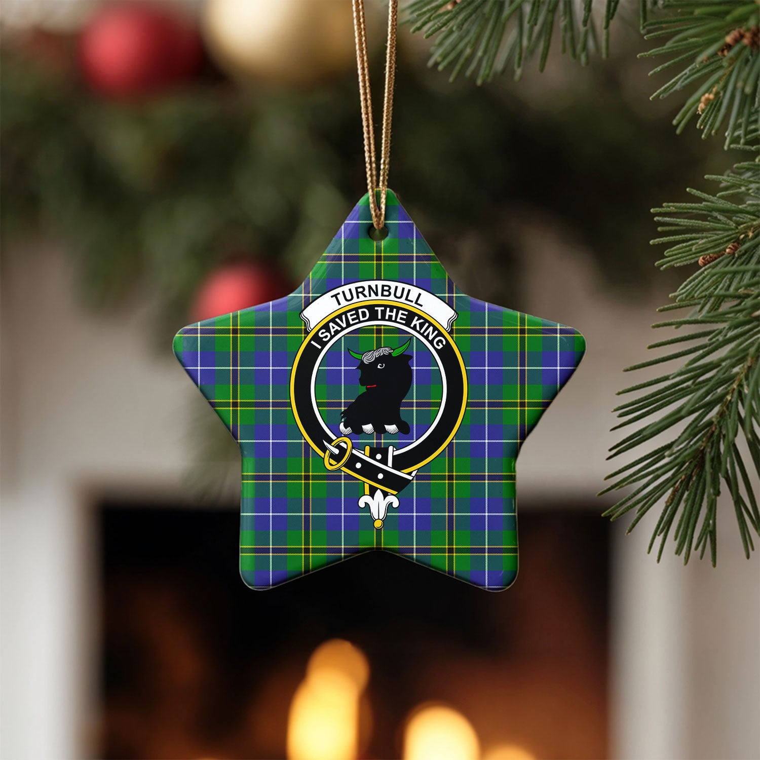 Turnbull Hunting Tartan Crest Christmas Ceramic Ornament