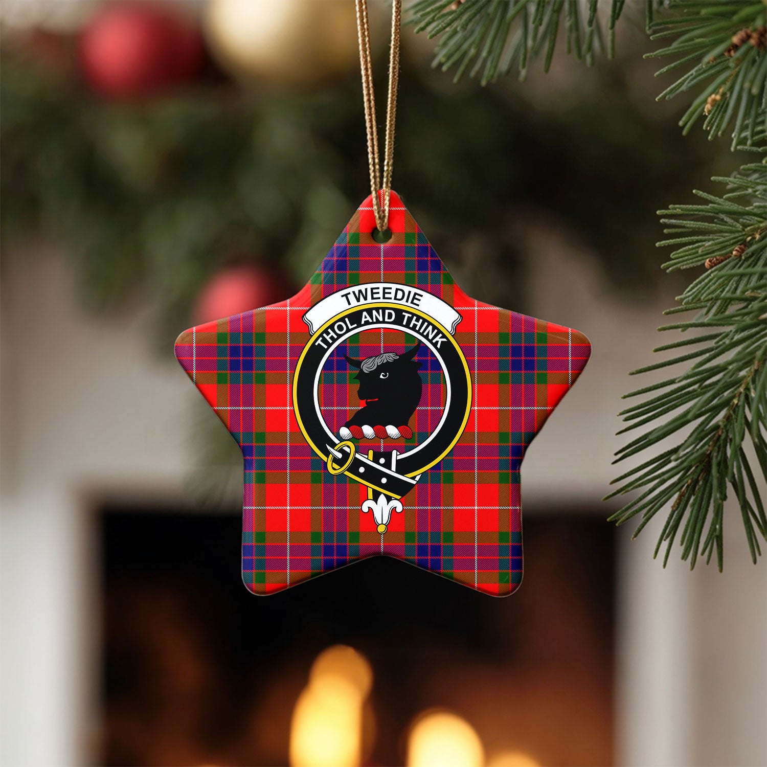 Tweedie Tartan Crest Christmas Ceramic Ornament