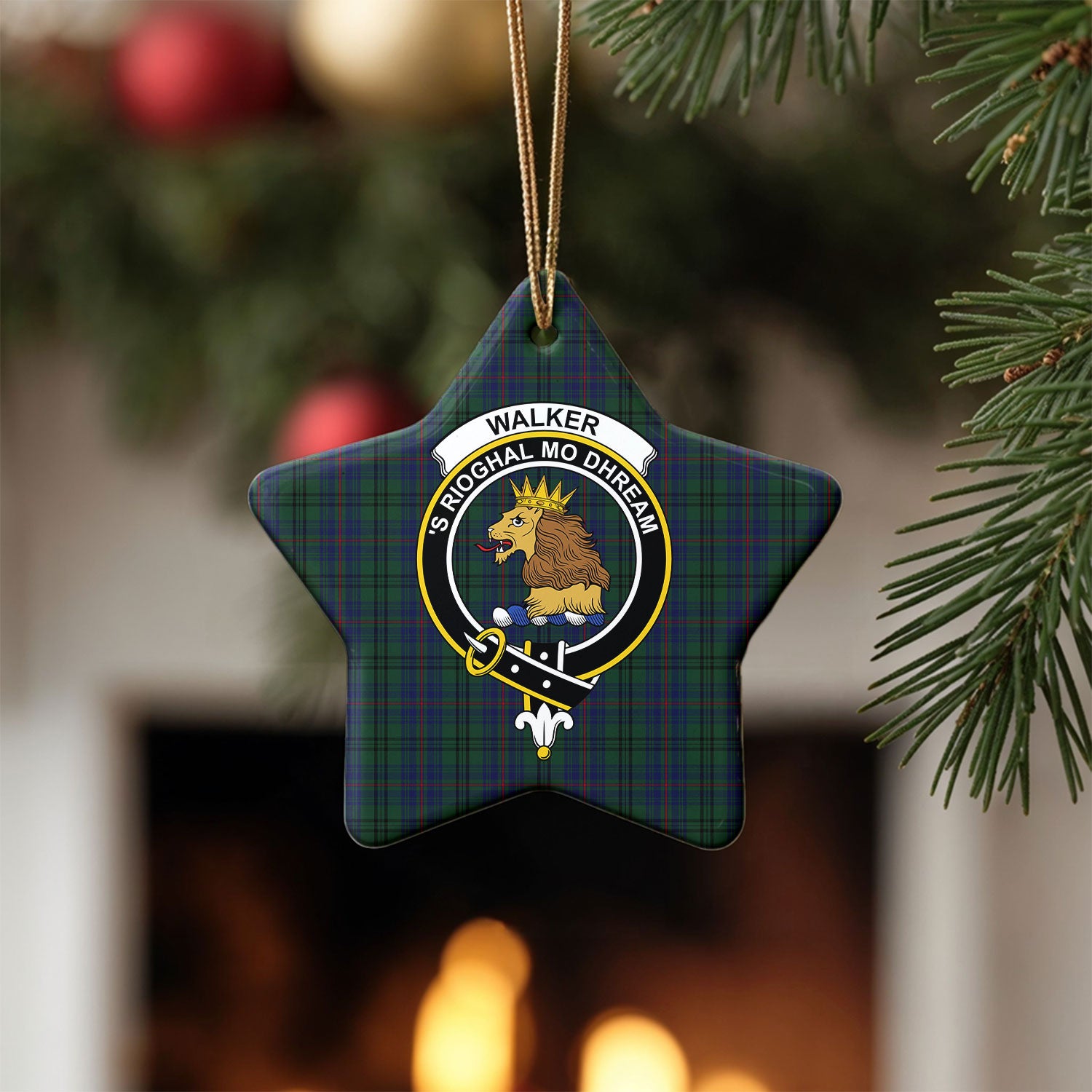 Walker Hunting Tartan Crest Christmas Ceramic Ornament
