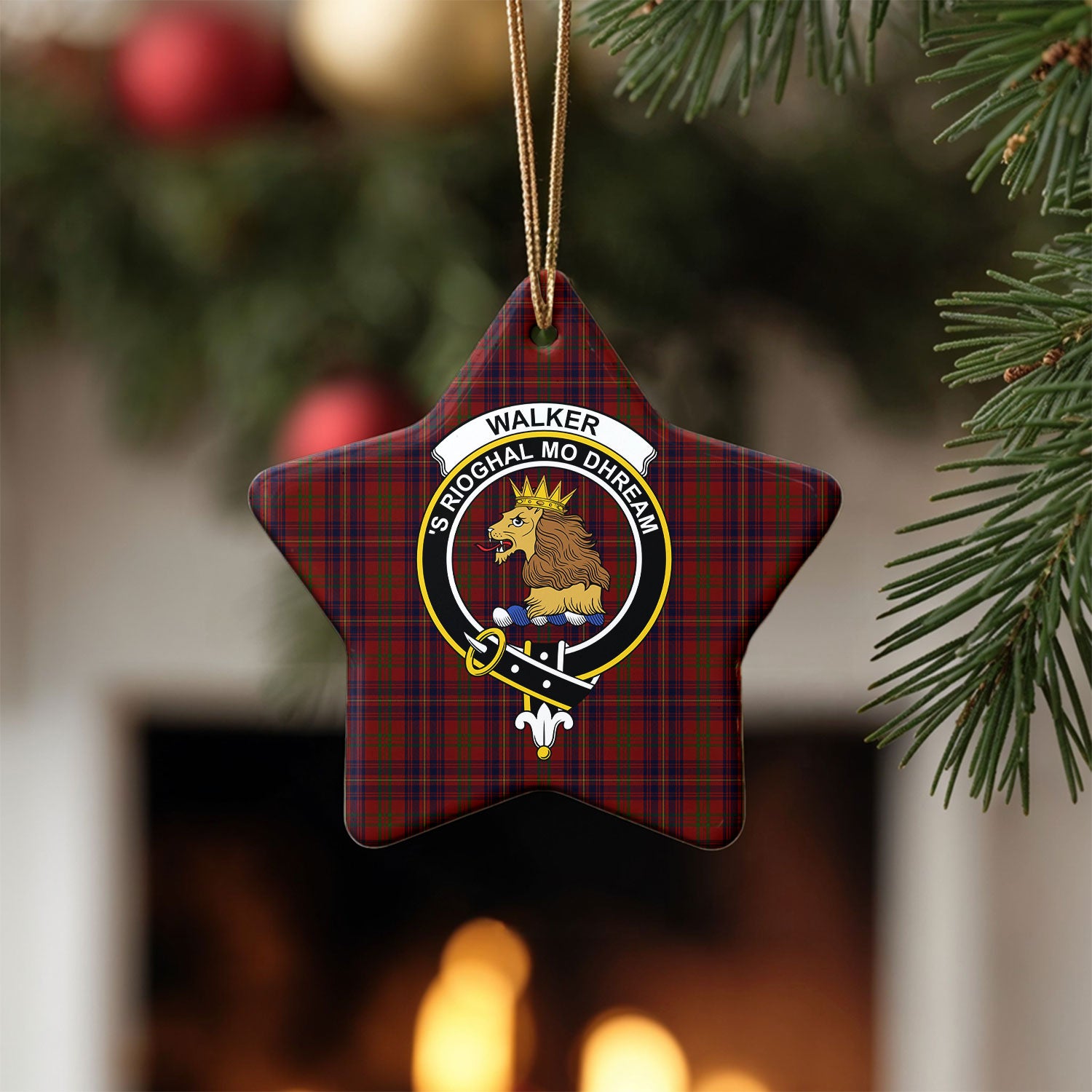 Walker Tartan Crest Christmas Ceramic Ornament
