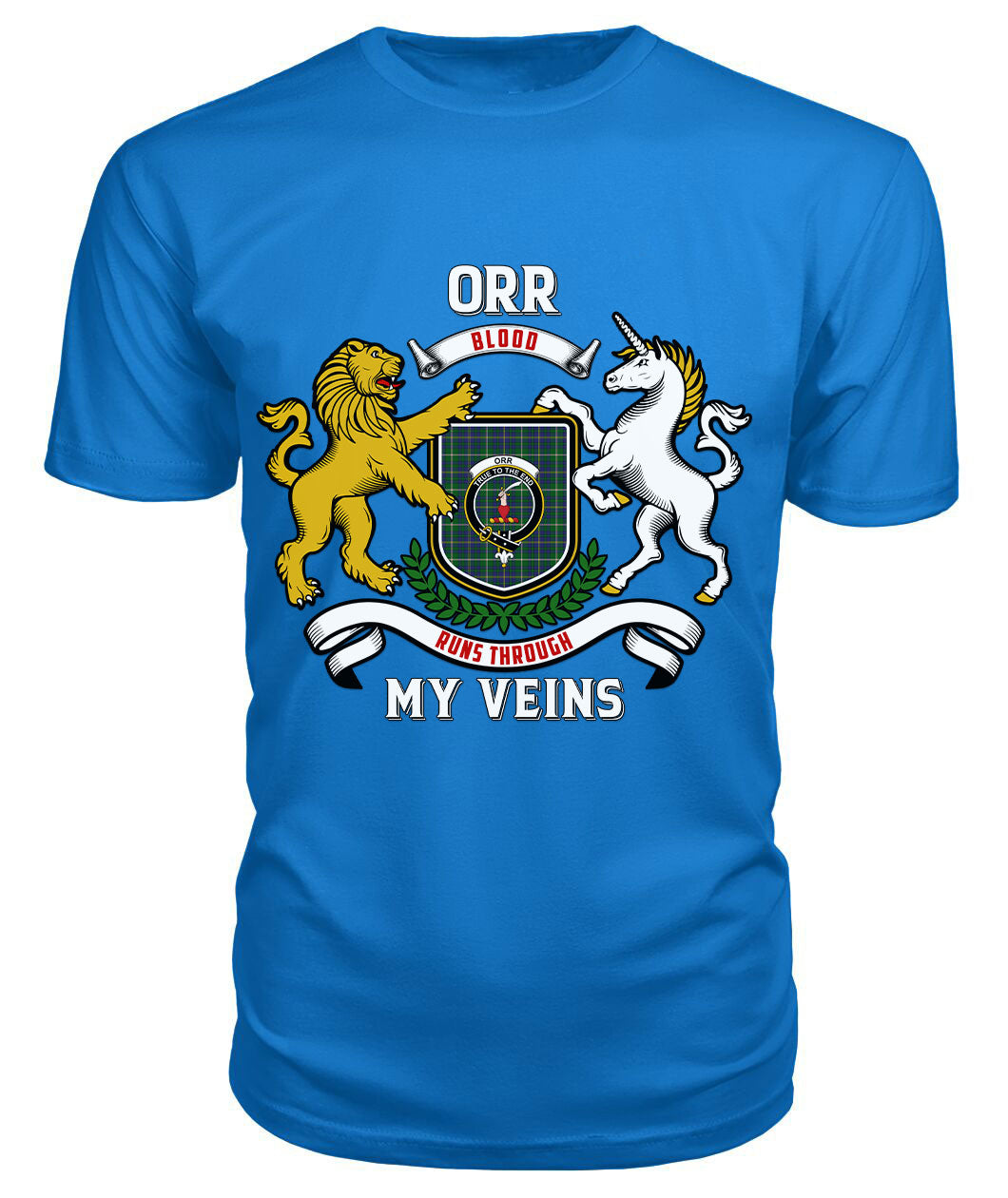 Orr Tartan Crest 2D T-shirt - Blood Runs Through My Veins Style