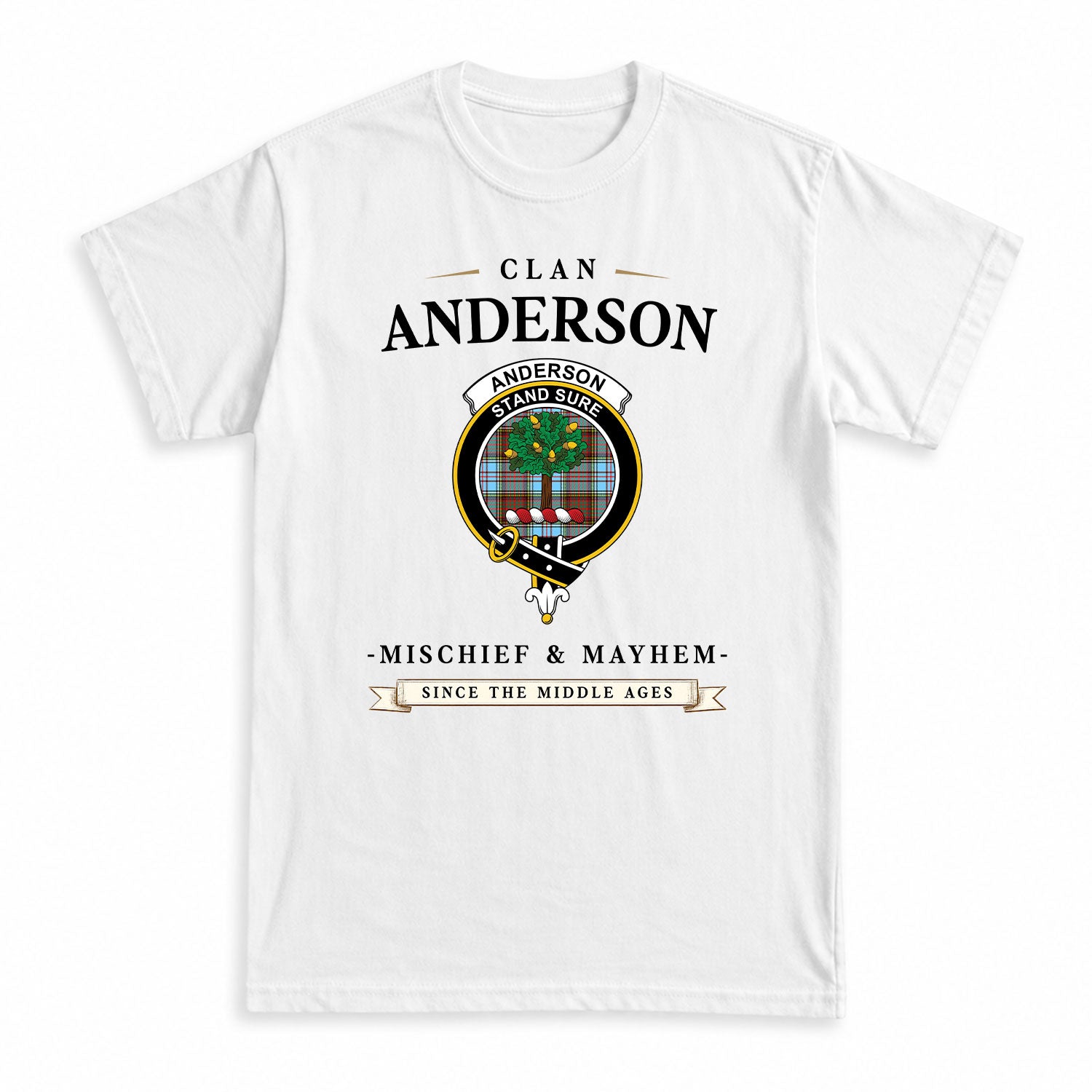 Anderson Ancient Tartan Crest Mischief and Mayhem T-shirt