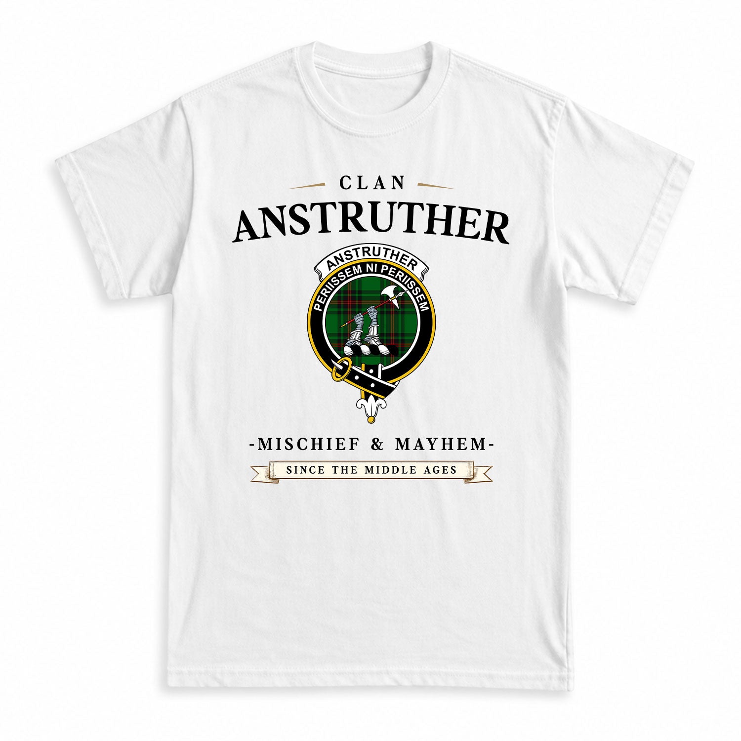 Anstruther Tartan Crest Mischief and Mayhem T-shirt