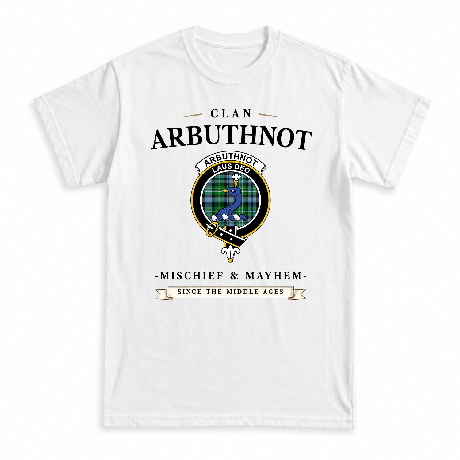 Arbuthnot Ancient Tartan Crest Mischief and Mayhem T-shirt