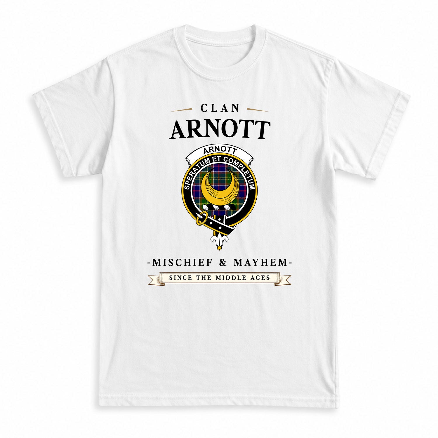 Arnott Tartan Crest Mischief and Mayhem T-shirt