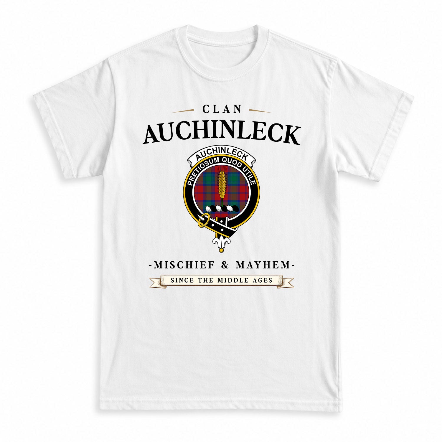Auchinleck Tartan Crest Mischief and Mayhem T-shirt