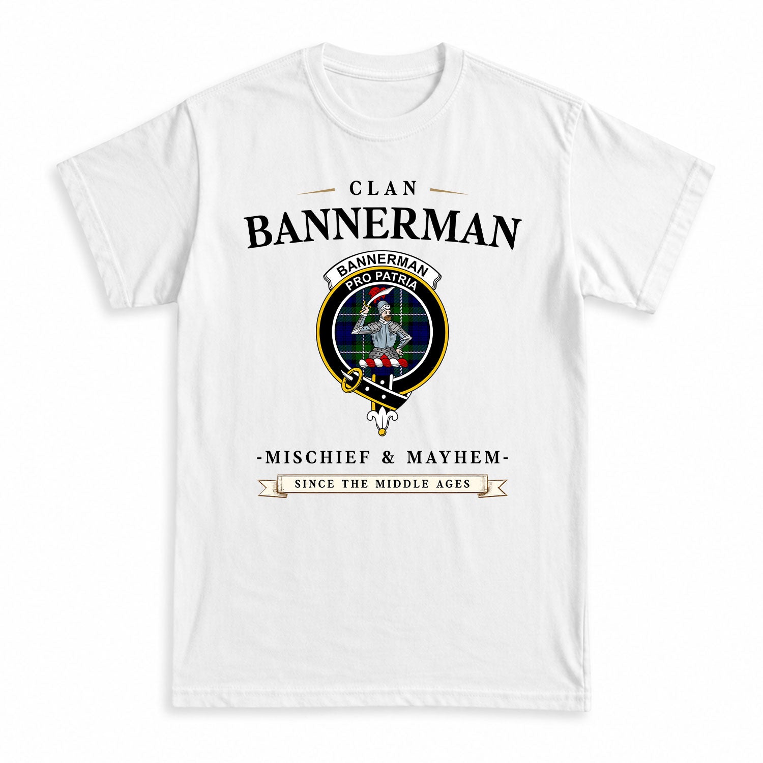 Bannerman Tartan Crest Mischief and Mayhem T-shirt