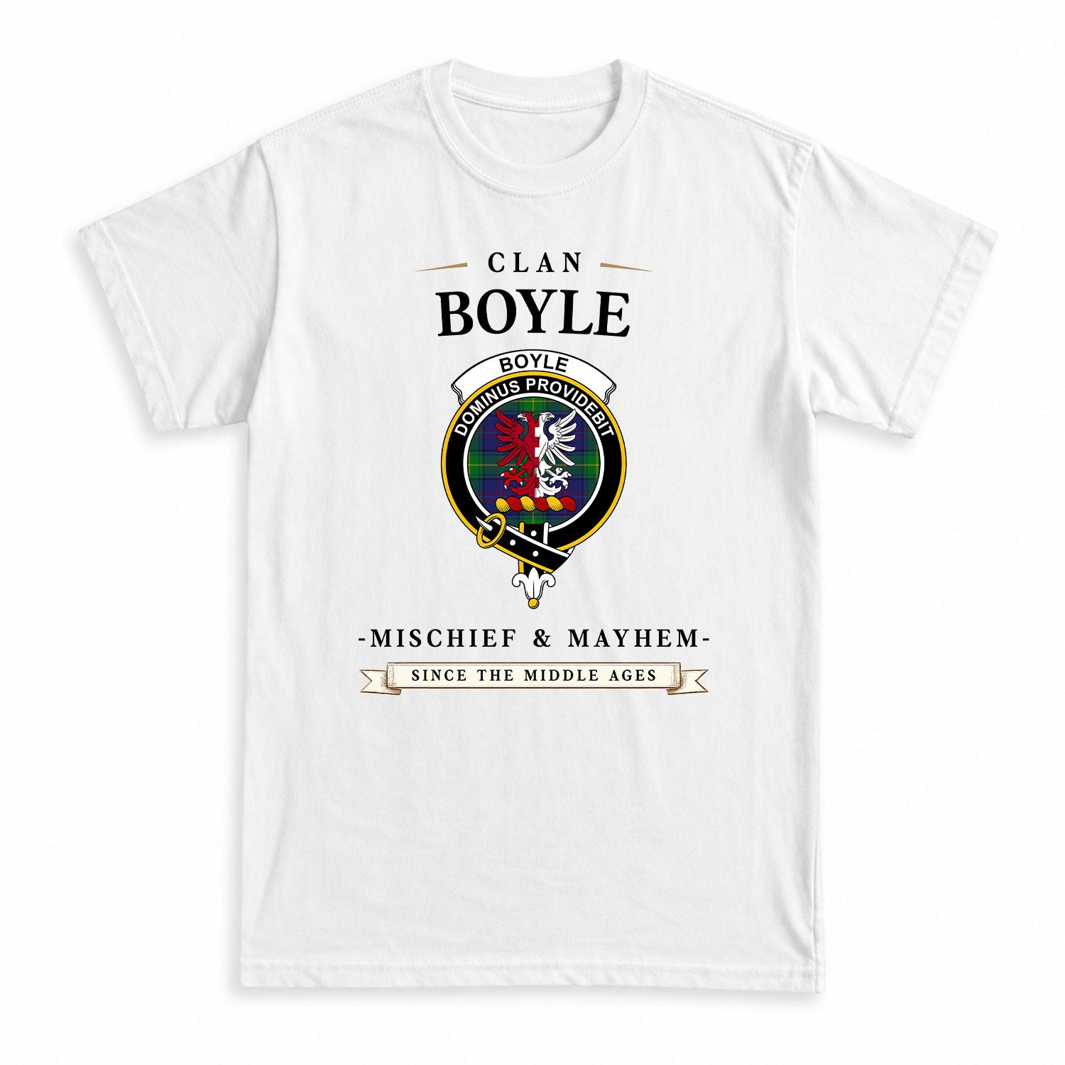 Boyle Tartan Crest Mischief and Mayhem T-shirt