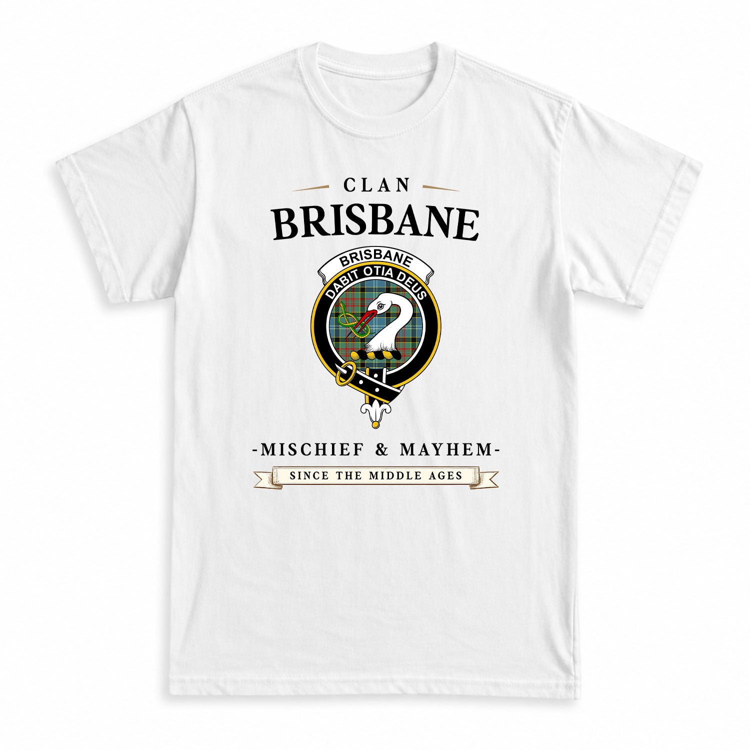 Brisbane Tartan Crest Mischief and Mayhem T-shirt