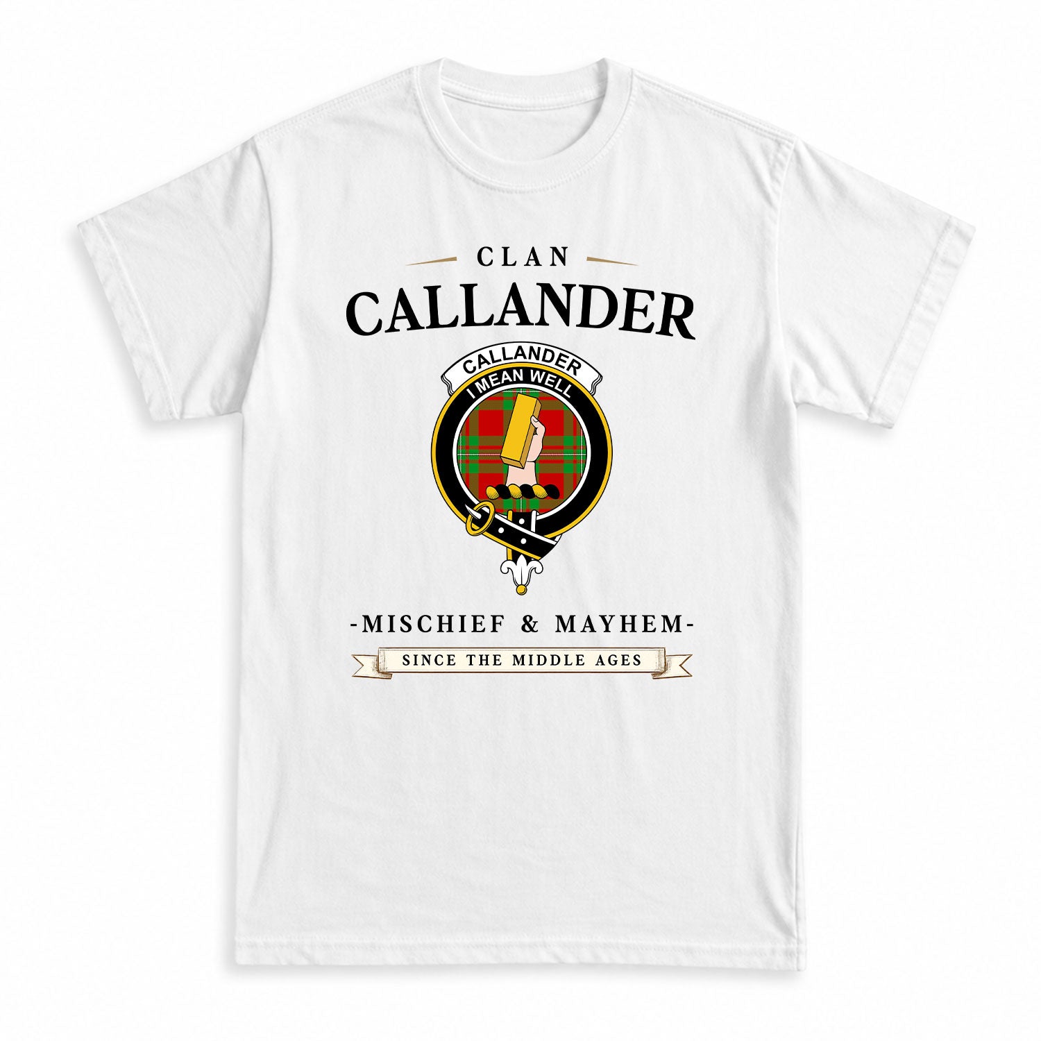 Callander Tartan Crest Mischief and Mayhem T-shirt
