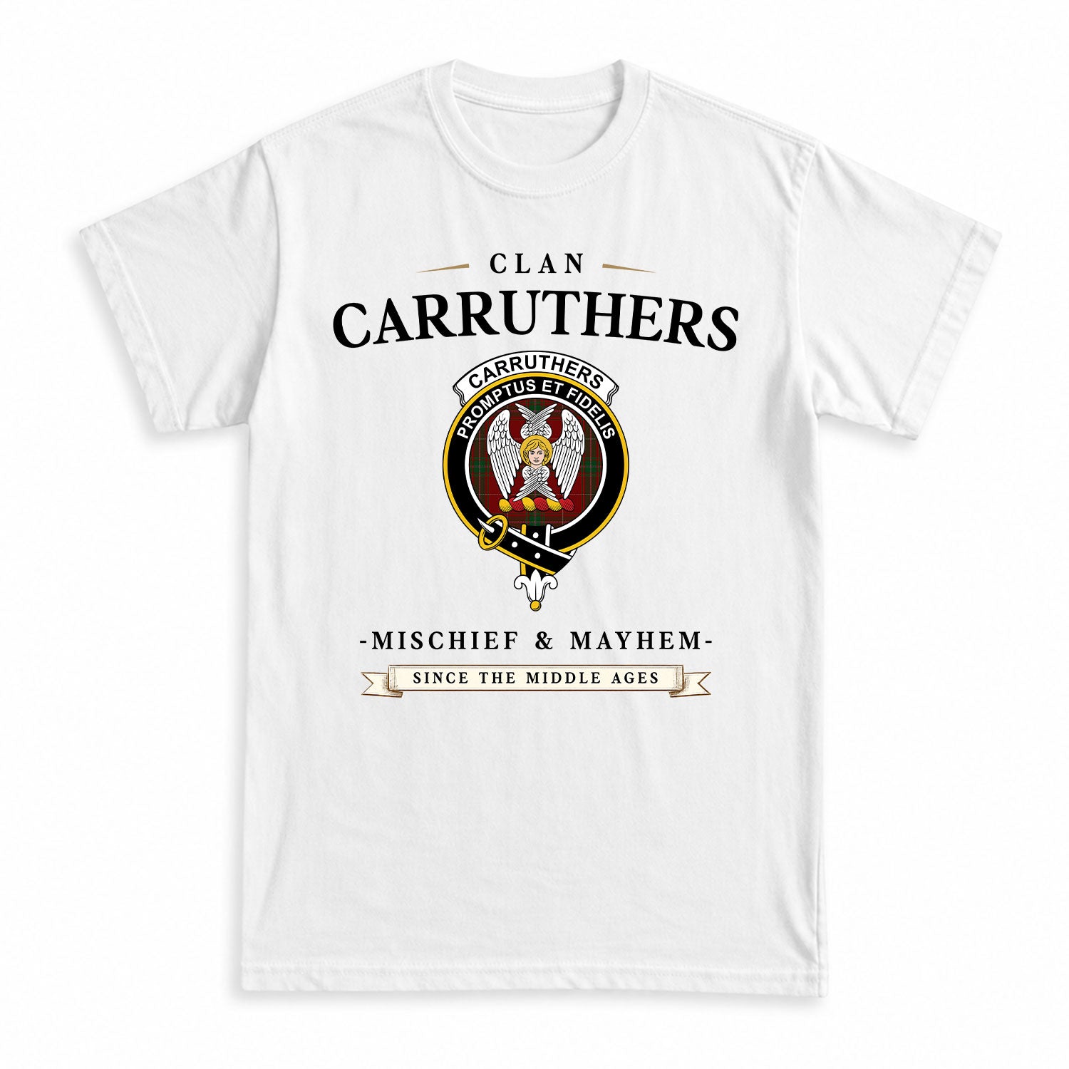 Carruthers Tartan Crest Mischief and Mayhem T-shirt