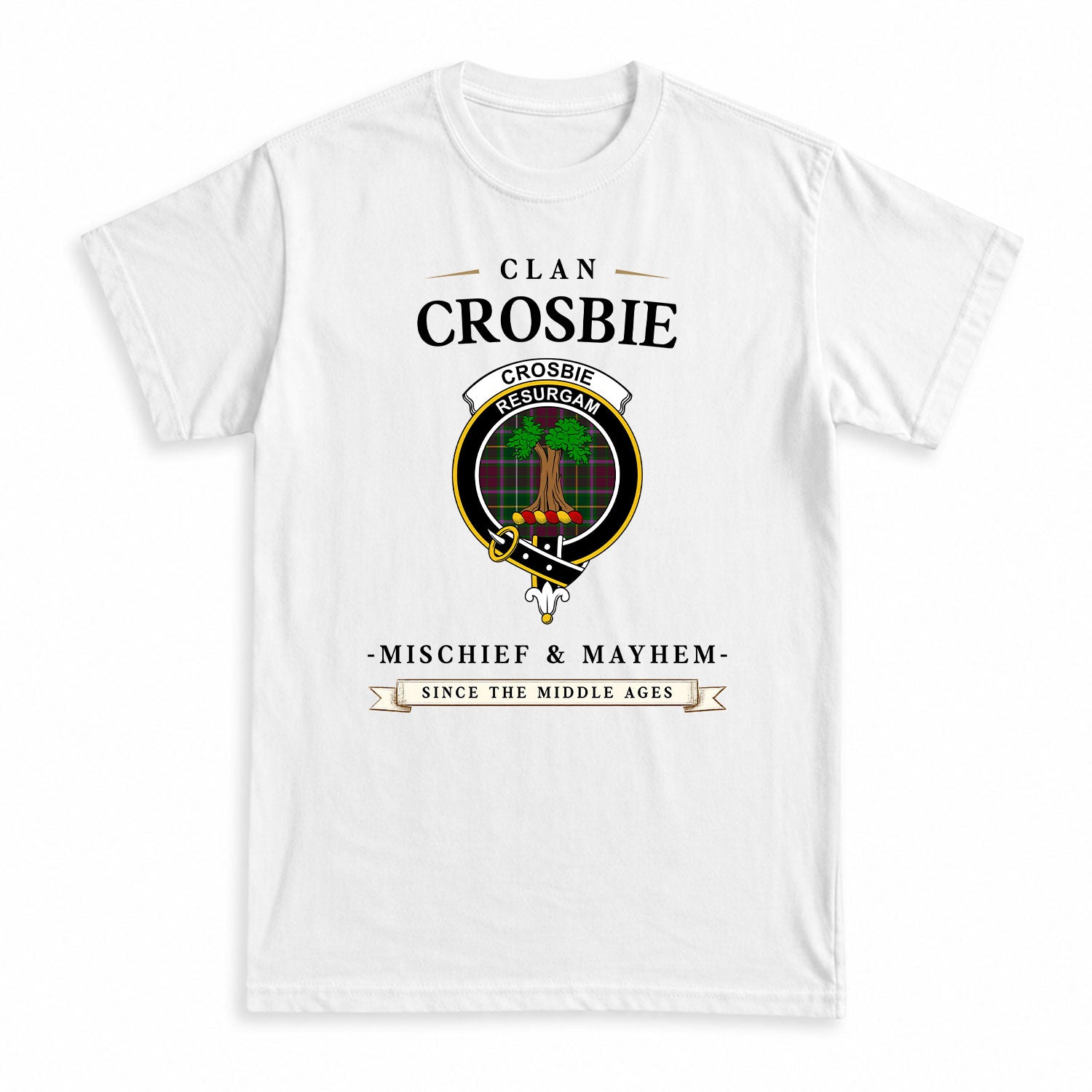 Crosbie Tartan Crest Mischief and Mayhem T-shirt