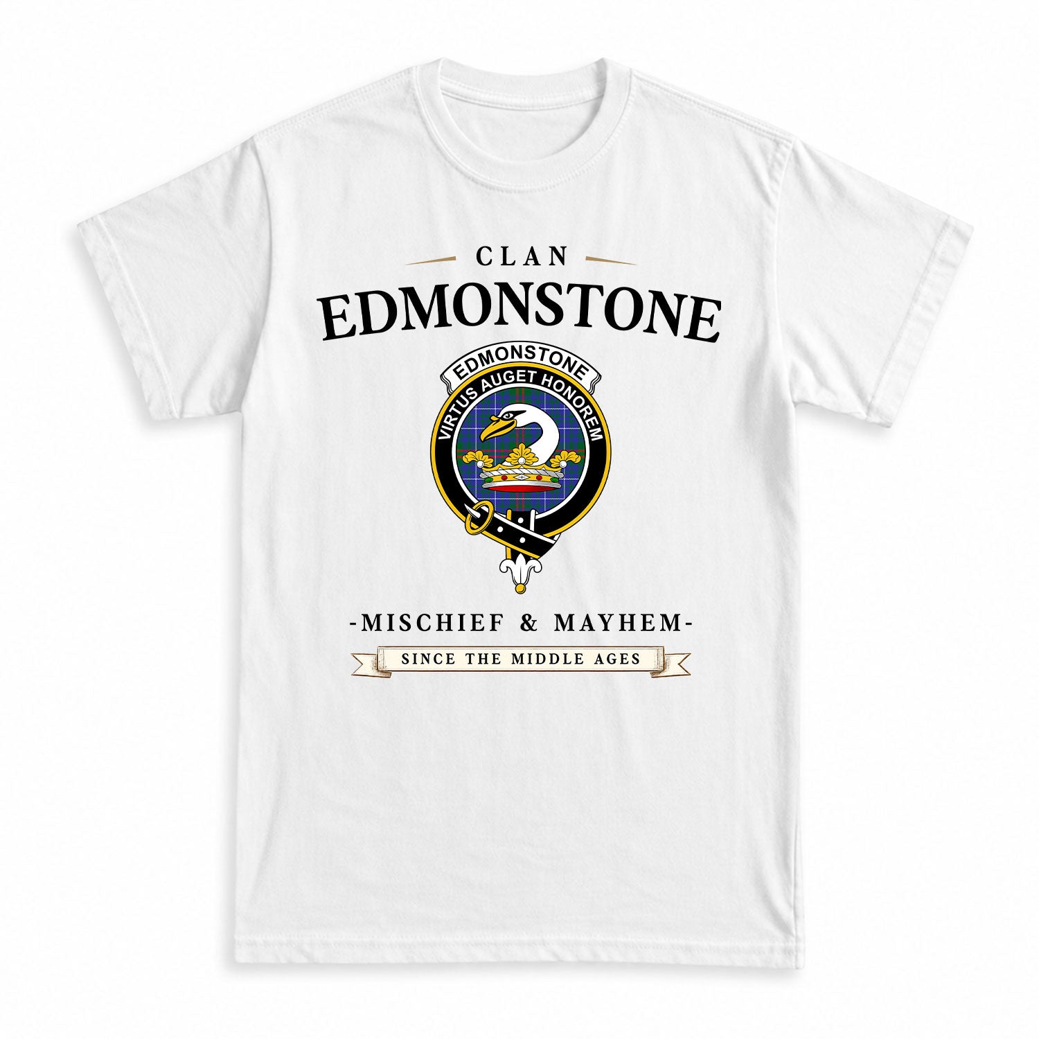 Edmonstone Tartan Crest Mischief and Mayhem T-shirt