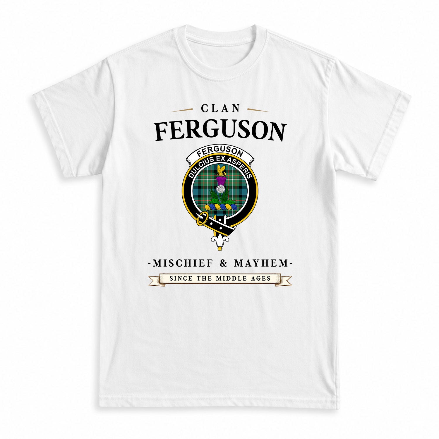 Ferguson Ancient Tartan Crest Mischief and Mayhem T-shirt