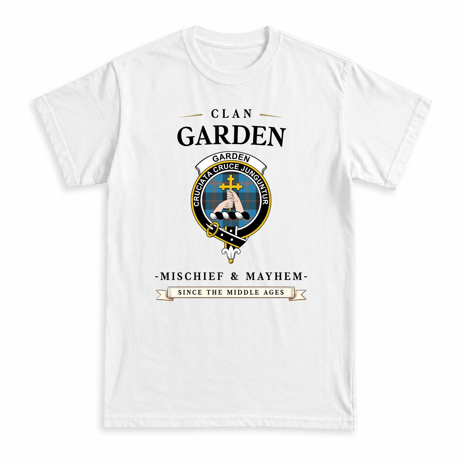 Garden Tartan Crest Mischief and Mayhem T-shirt