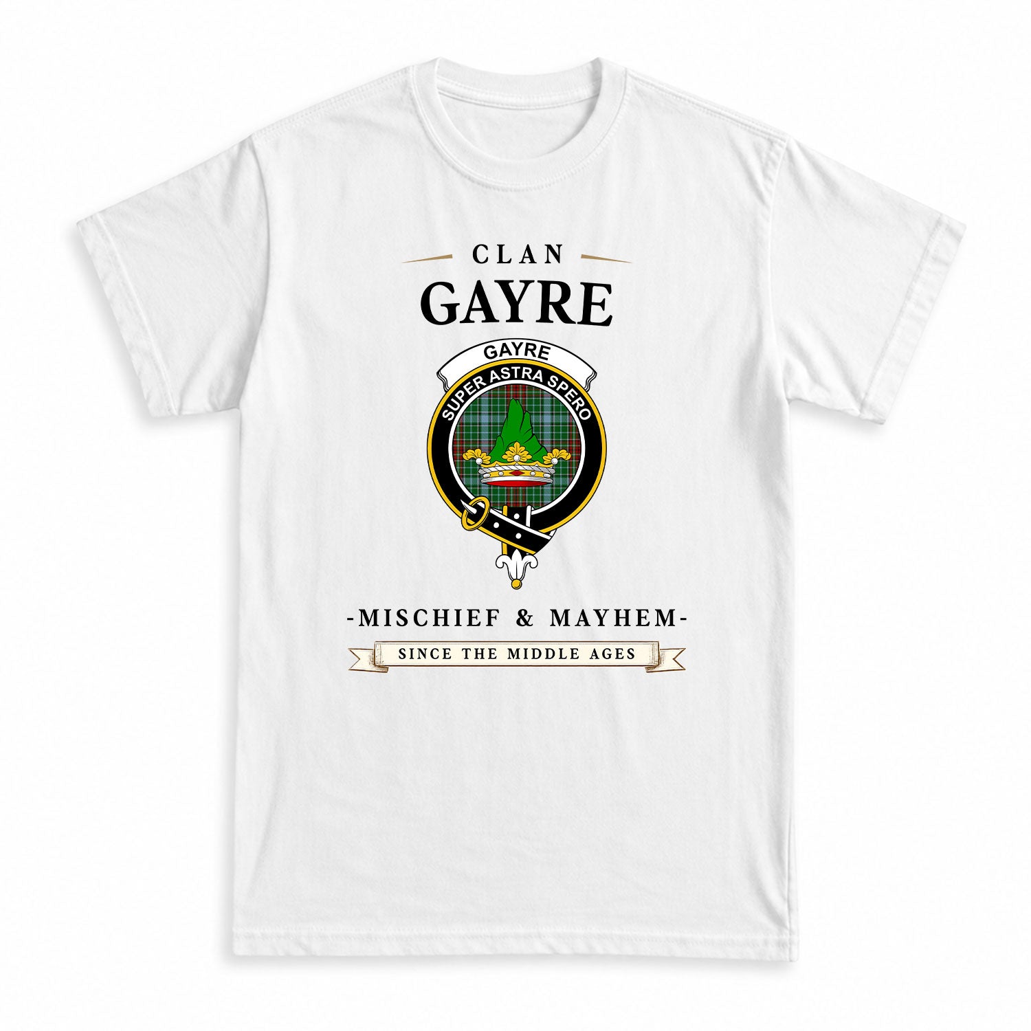 Gayre Tartan Crest Mischief and Mayhem T-shirt