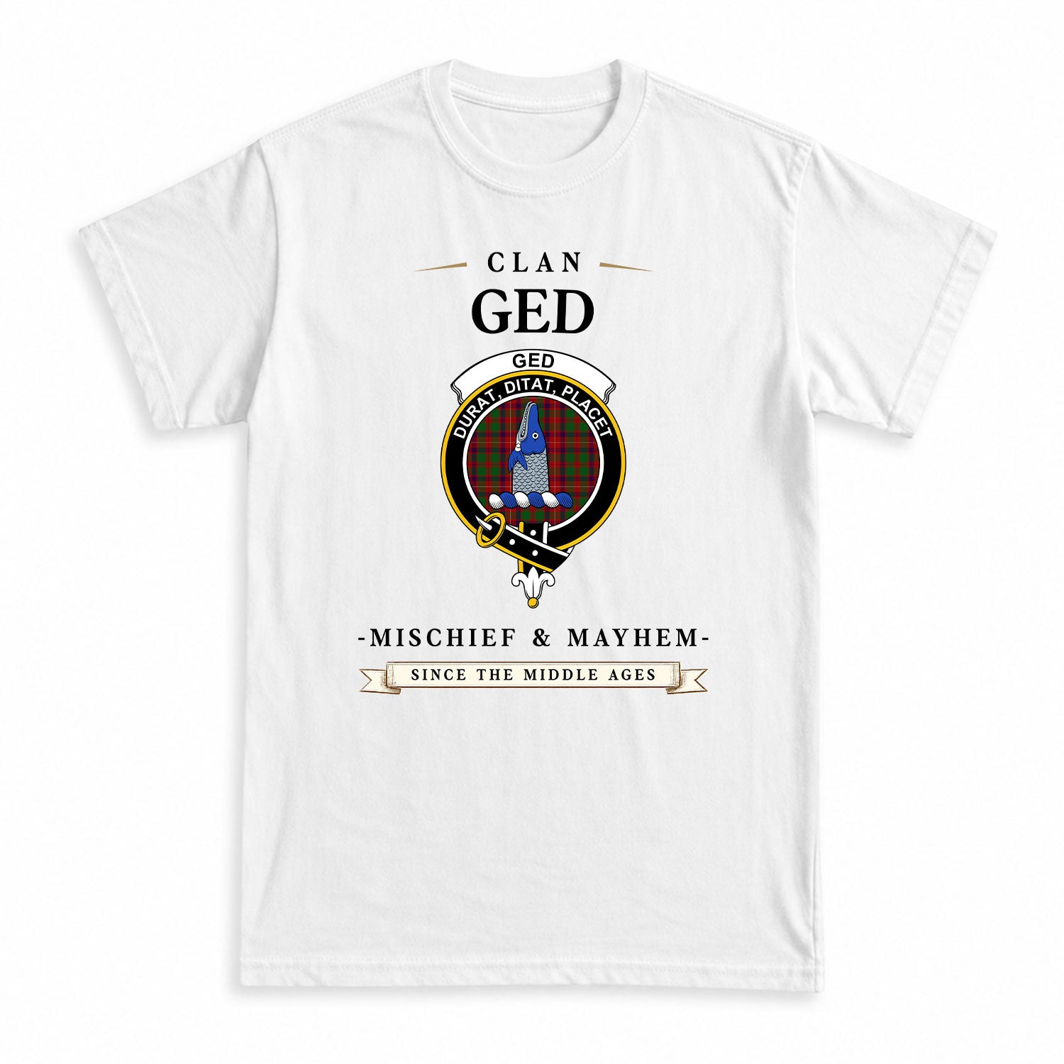 Ged Tartan Crest Mischief and Mayhem T-shirt