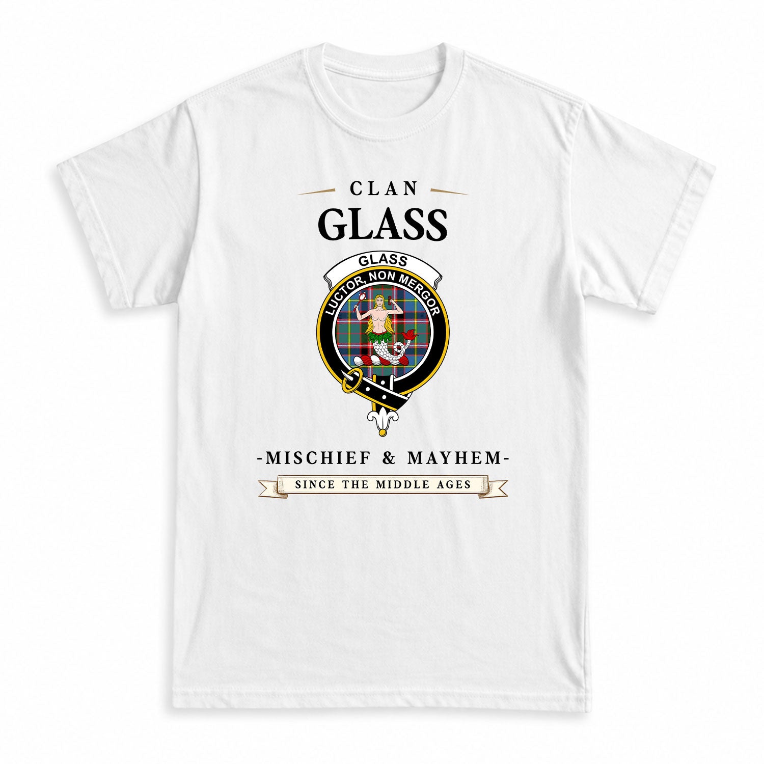 Glass Tartan Crest Mischief and Mayhem T-shirt