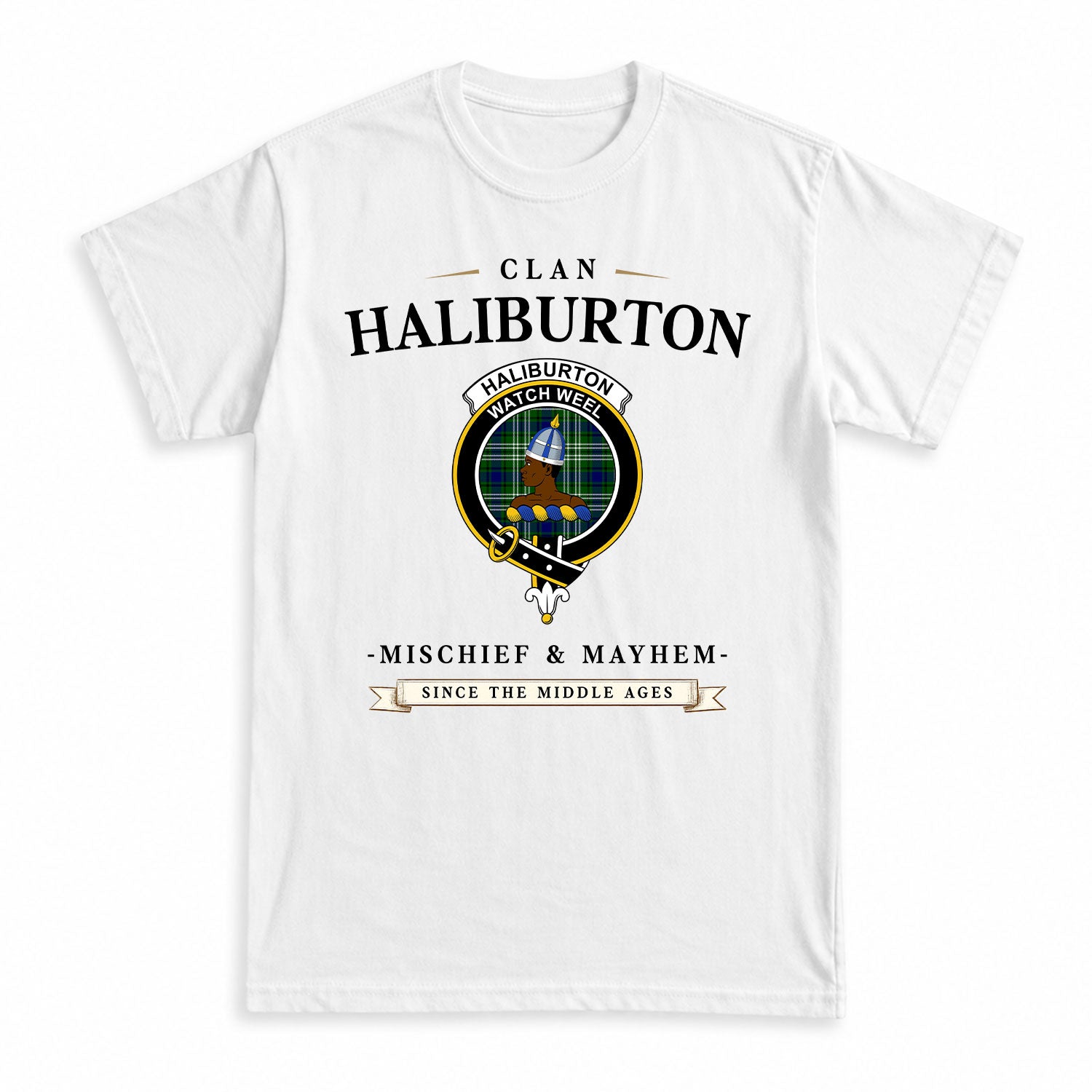 Haliburton Tartan Crest Mischief and Mayhem T-shirt