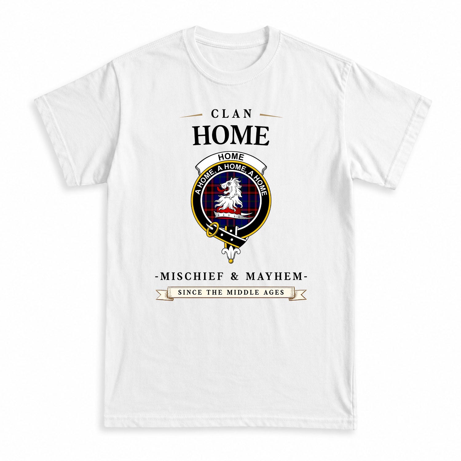 Home Modern Tartan Crest Mischief and Mayhem T-shirt
