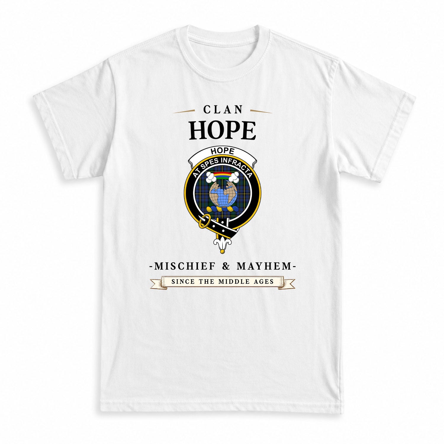 Hope Tartan Crest Mischief and Mayhem T-shirt
