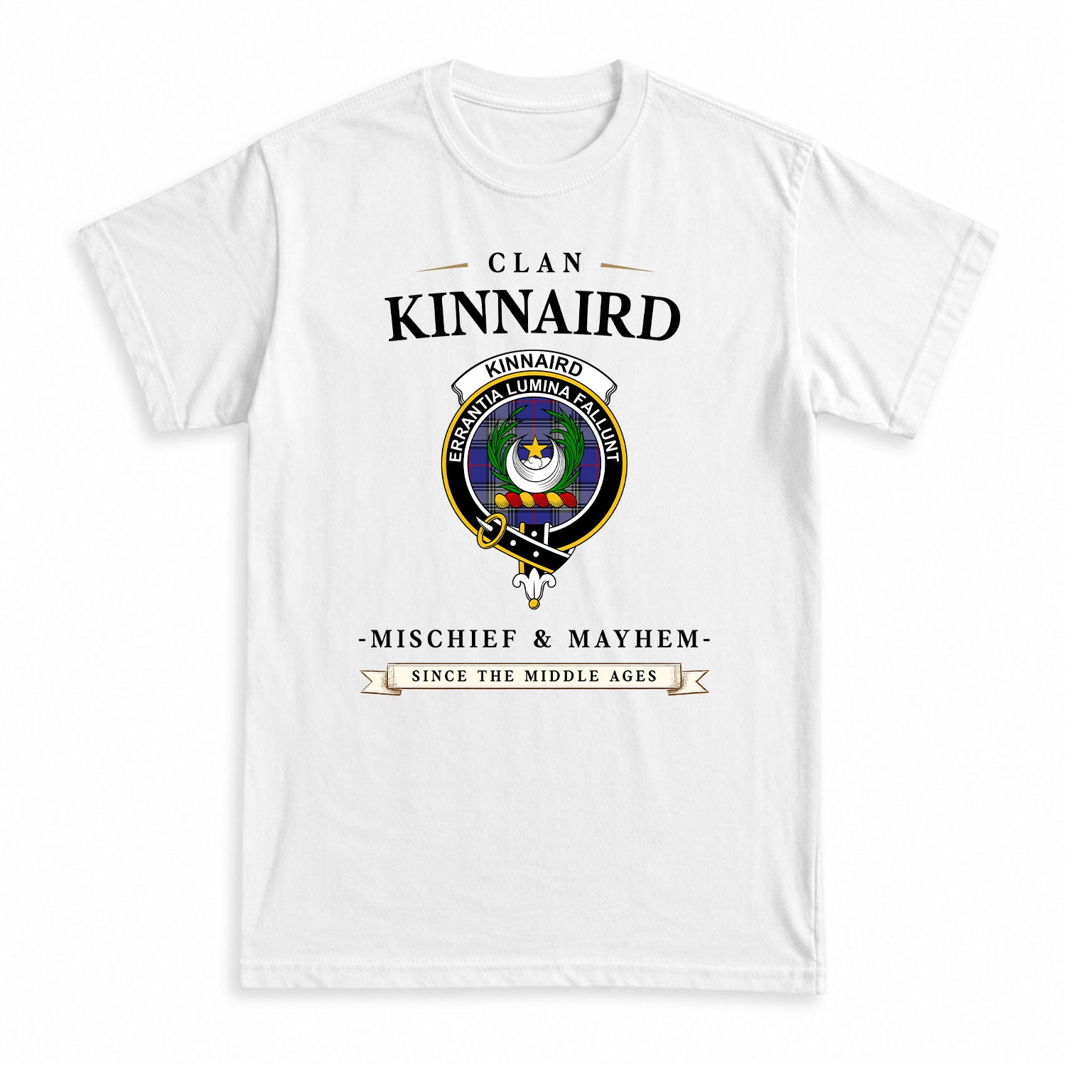Kinnaird Tartan Crest Mischief and Mayhem T-shirt