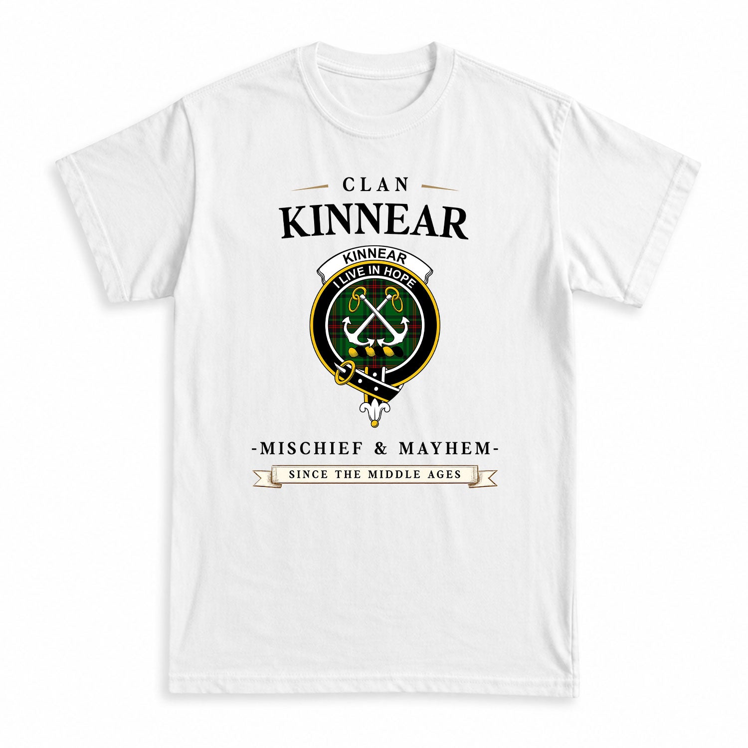 Kinnear Tartan Crest Mischief and Mayhem T-shirt