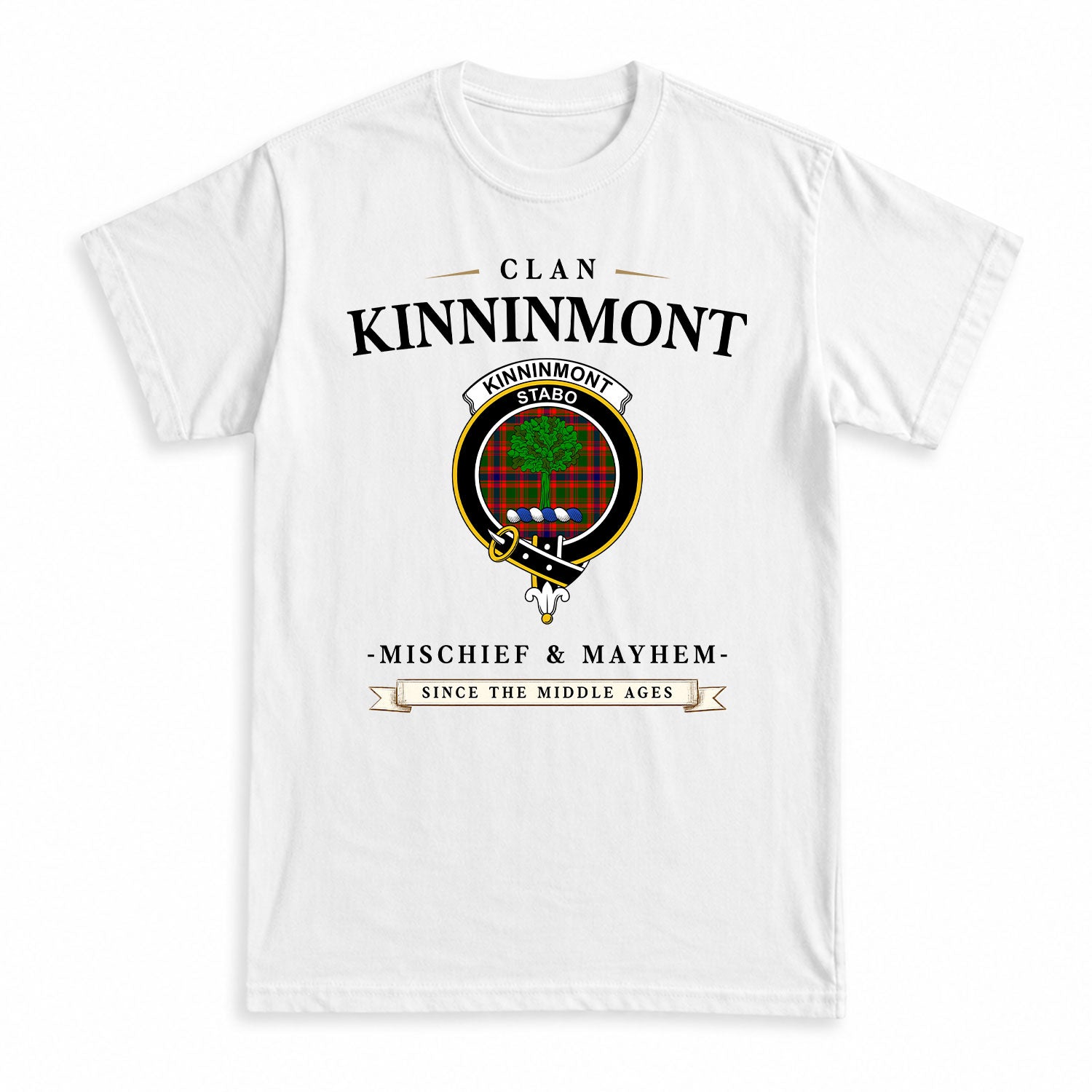 Kinninmont Tartan Crest Mischief and Mayhem T-shirt