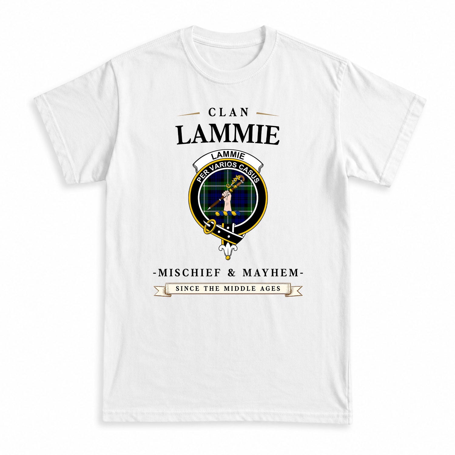 Lammie Tartan Crest Mischief and Mayhem T-shirt