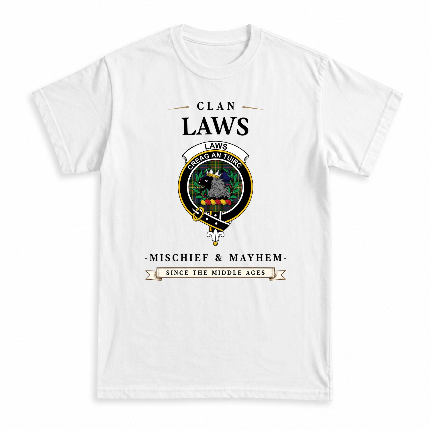 Laws Tartan Crest Mischief and Mayhem T-shirt