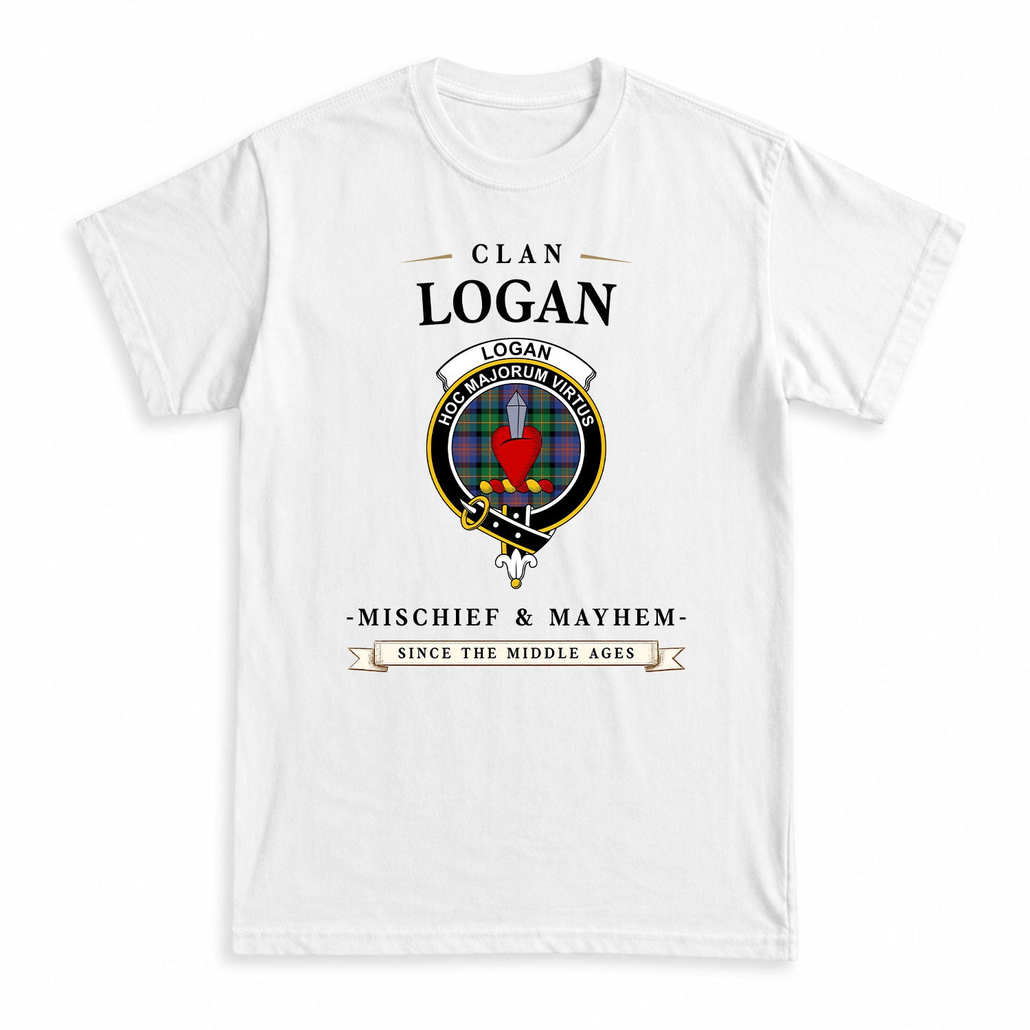 Logan Ancient Tartan Crest Mischief and Mayhem T-shirt