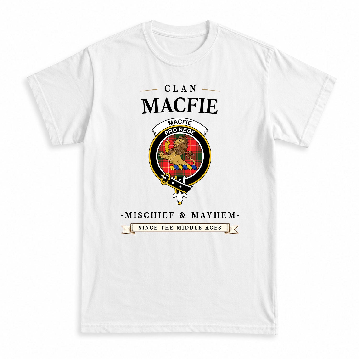 MacFie Tartan Crest Mischief and Mayhem T-shirt