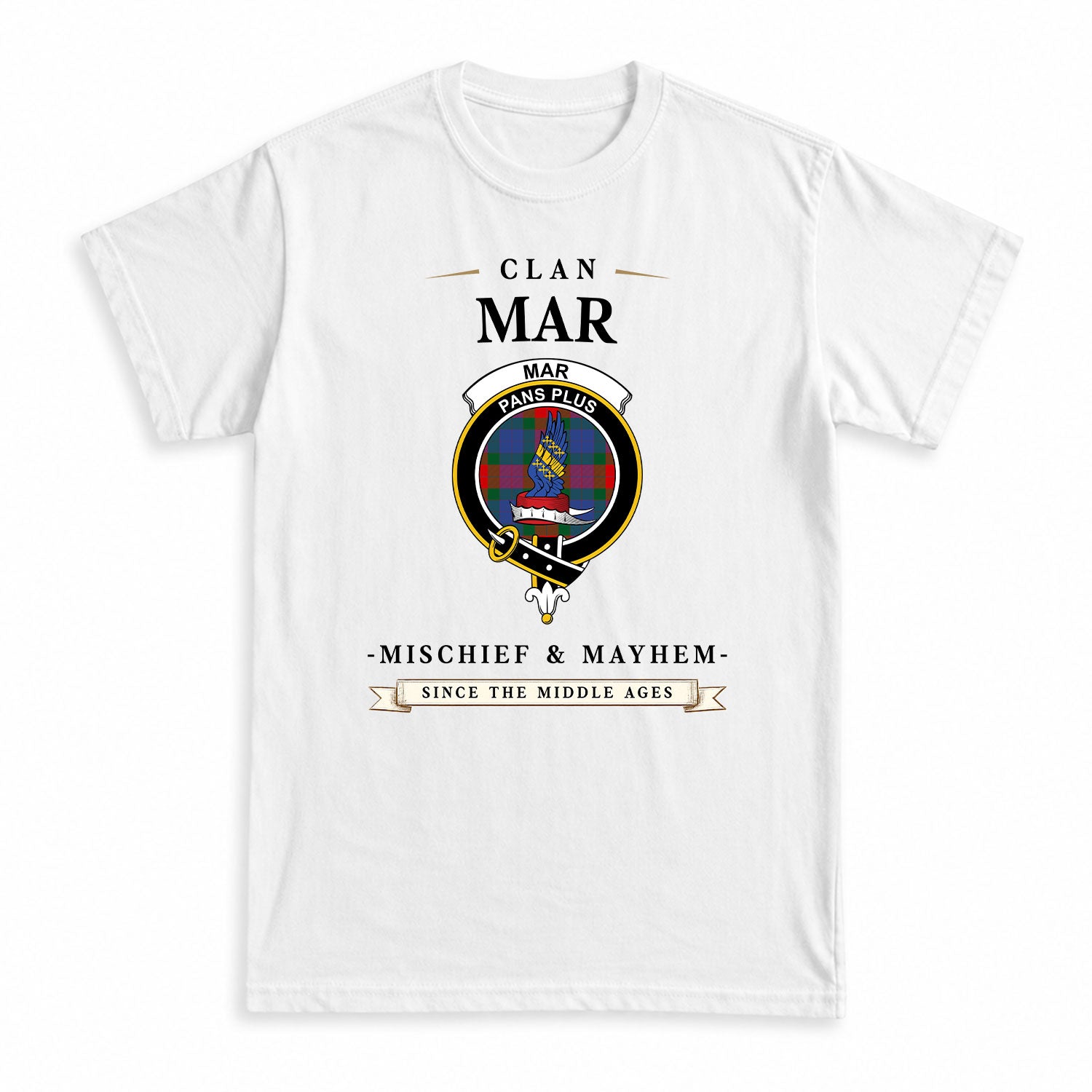Mar Tartan Crest Mischief and Mayhem T-shirt