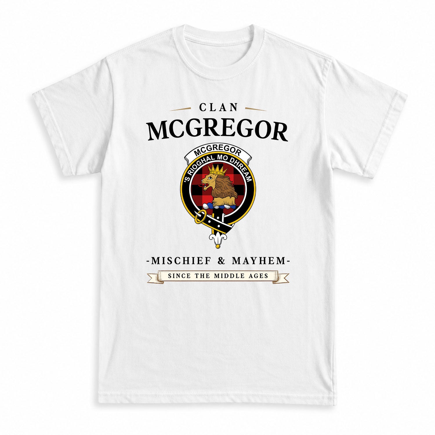 McGregor Rob Roy Modern Tartan Crest Mischief and Mayhem T-shirt