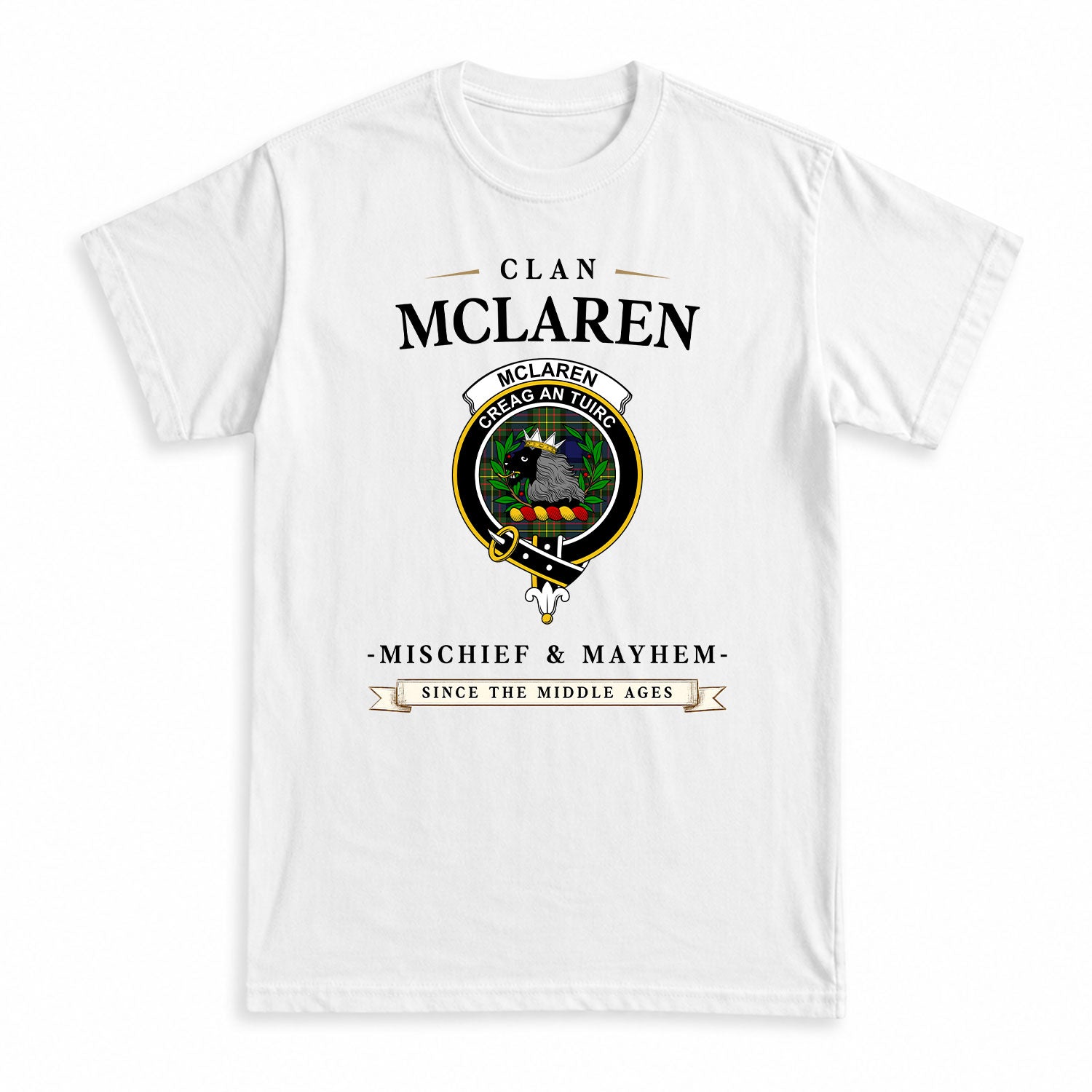 McLaren Modern Tartan Crest Mischief and Mayhem T-shirt