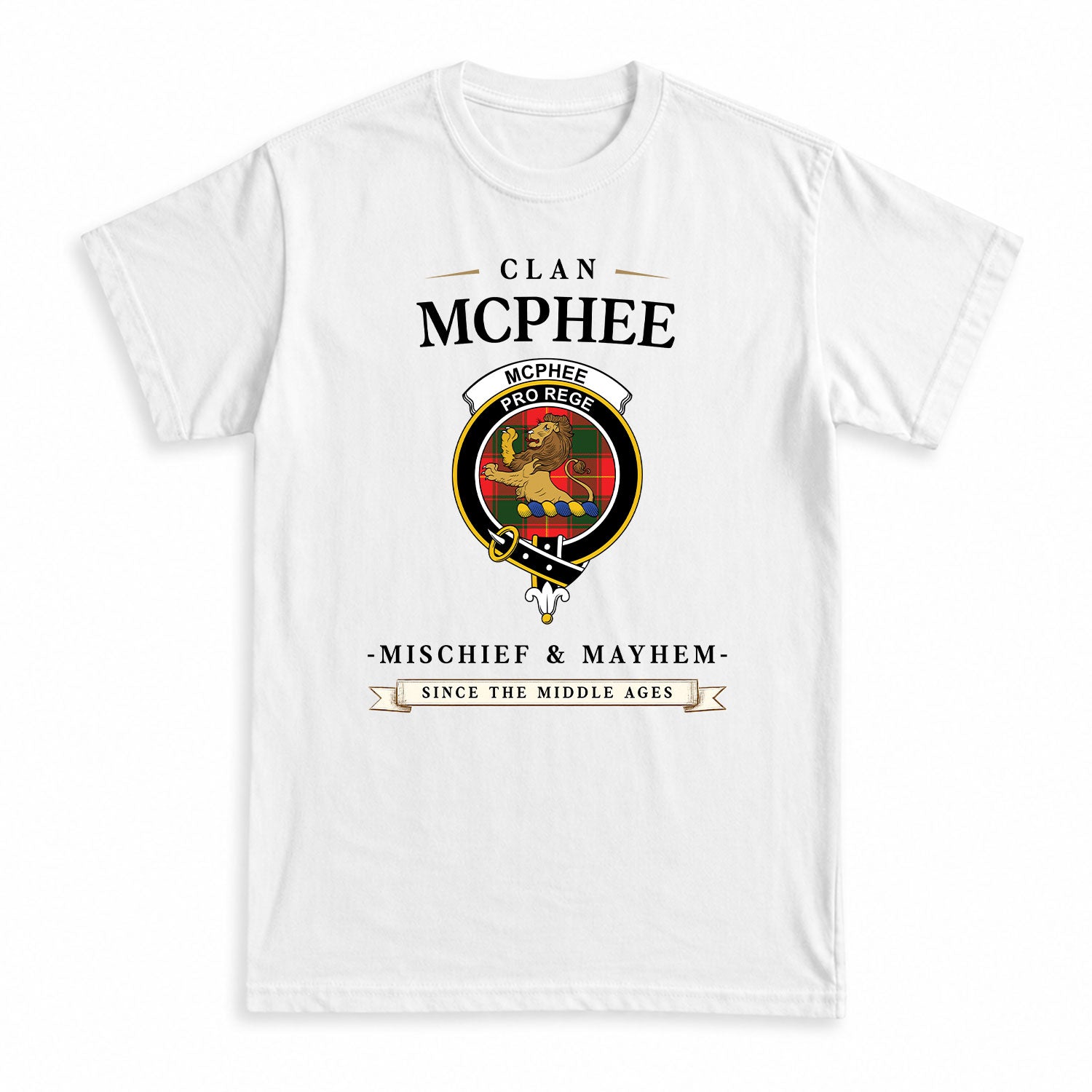 McPhee Tartan Crest Mischief and Mayhem T-shirt