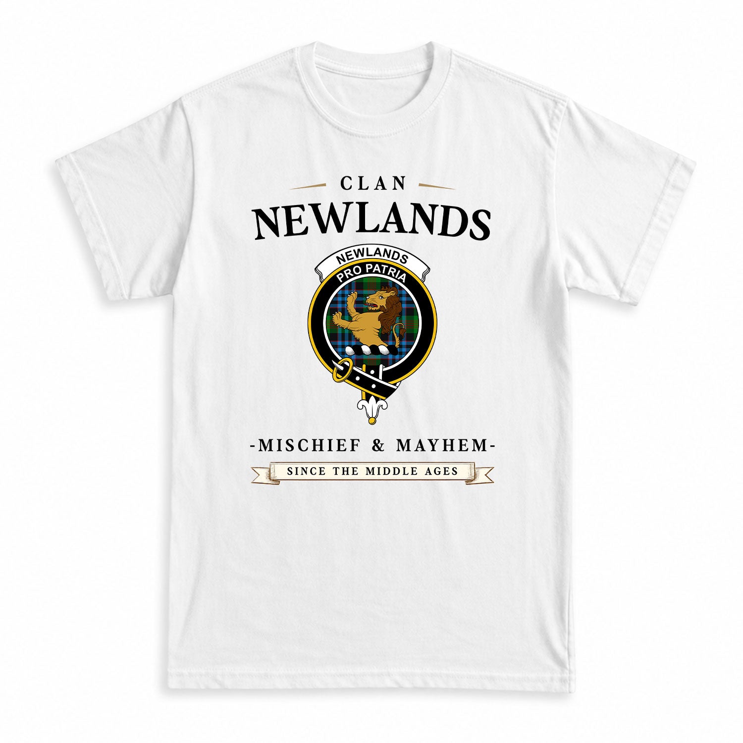Newlands Tartan Crest Mischief and Mayhem T-shirt
