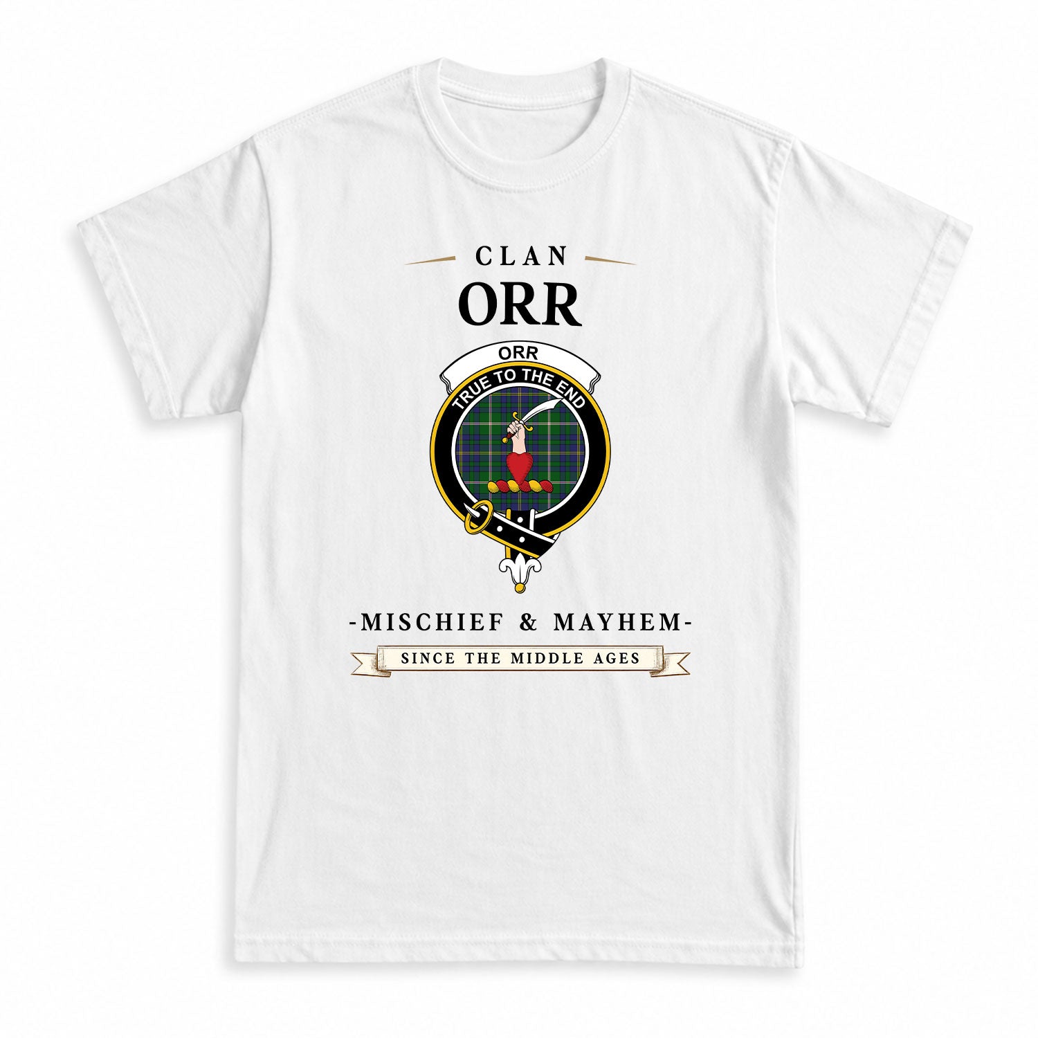 Orr Tartan Crest Mischief and Mayhem T-shirt