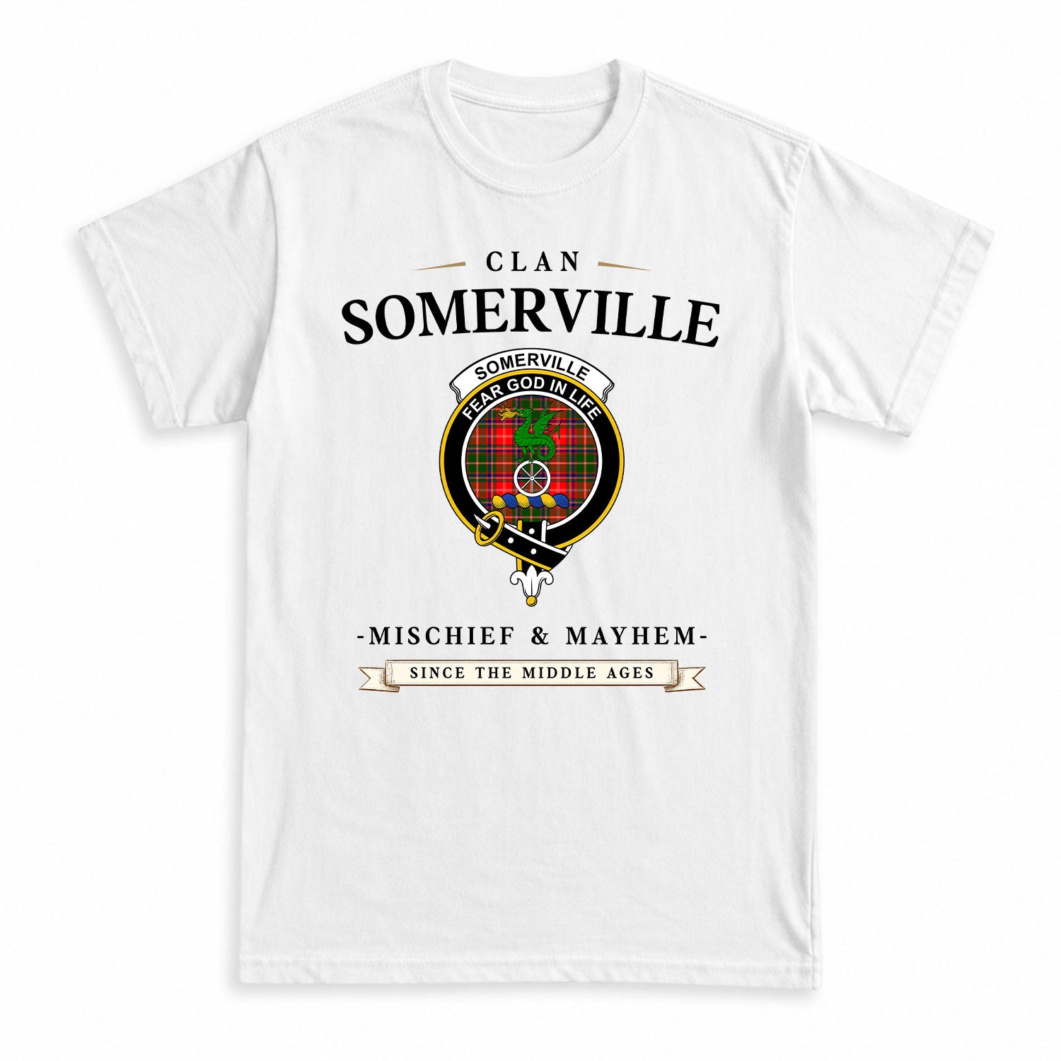 Somerville Tartan Crest Mischief and Mayhem T-shirt